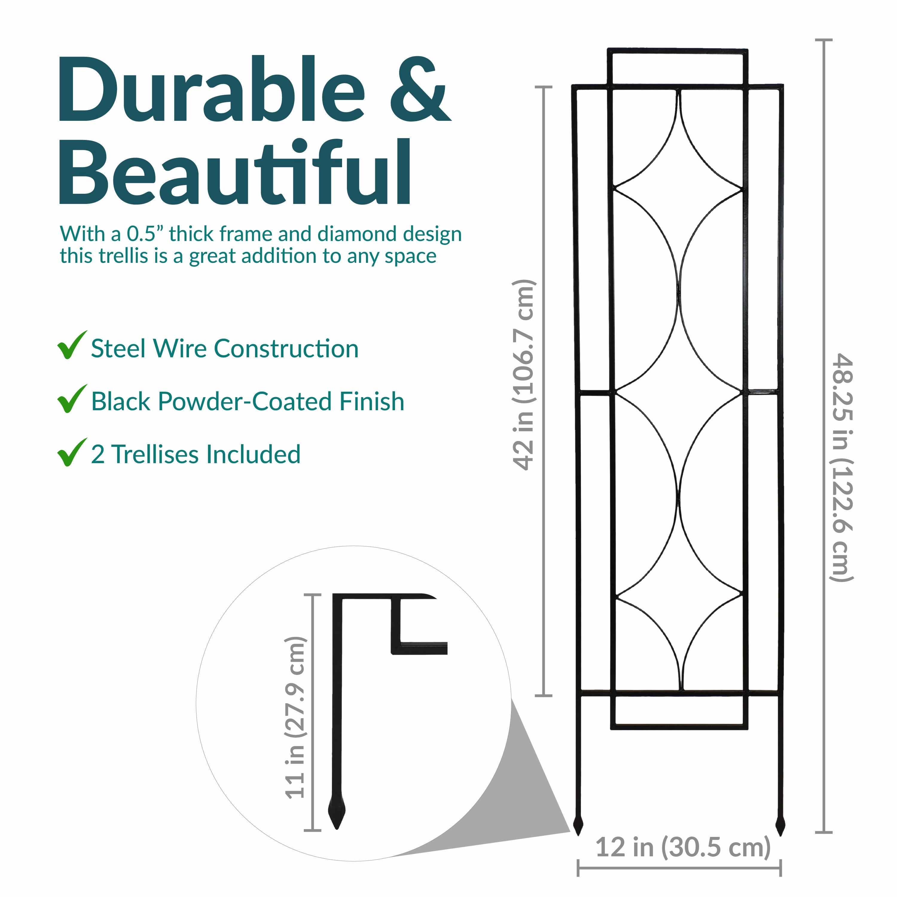 Sunnydaze 2-Piece Chic Diamonds Garden Trellis for Climbing Plants