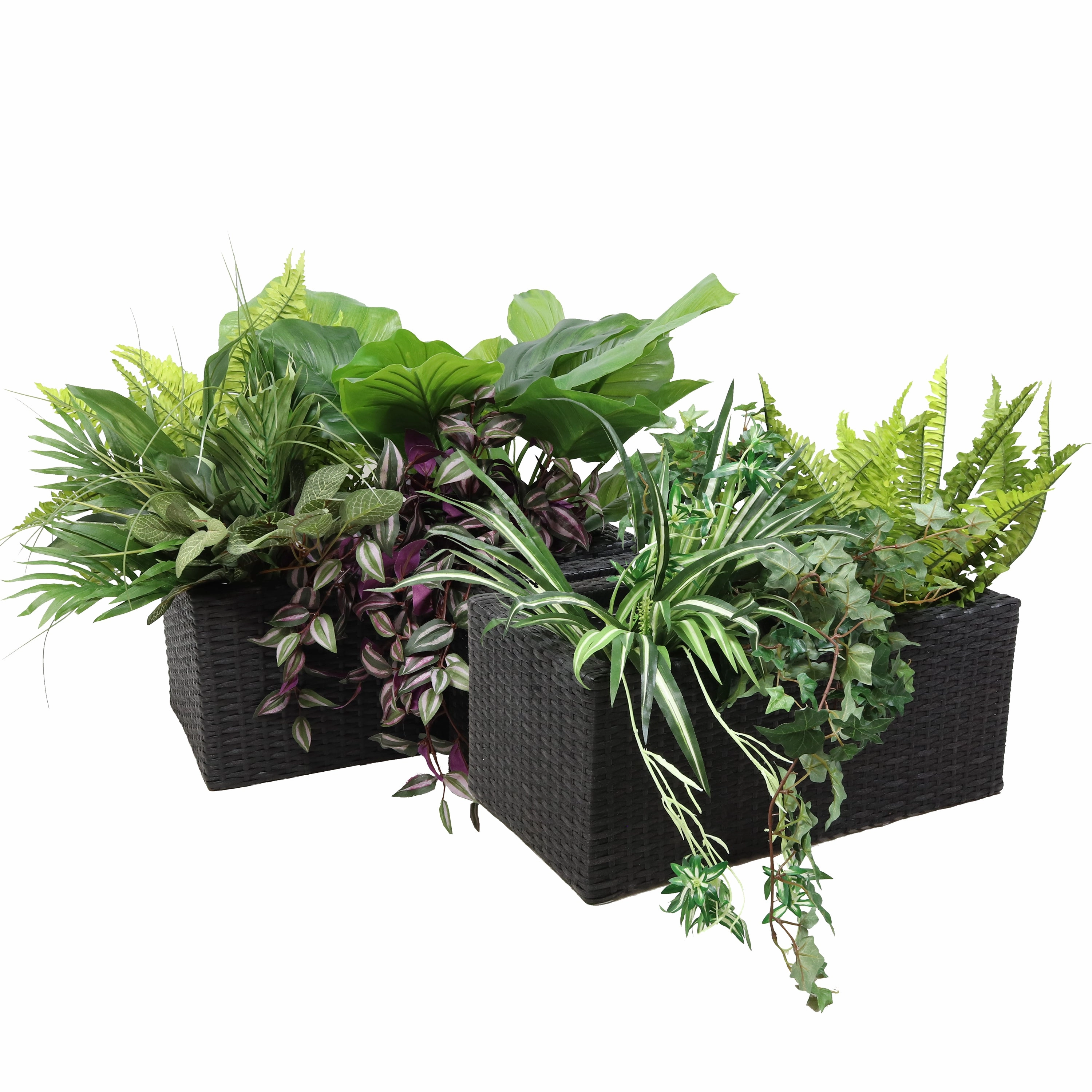 Sunnydaze 2-Section Polyrattan Rectangle Indoor Planters - Set of 2 decorative outdoor planter box designs