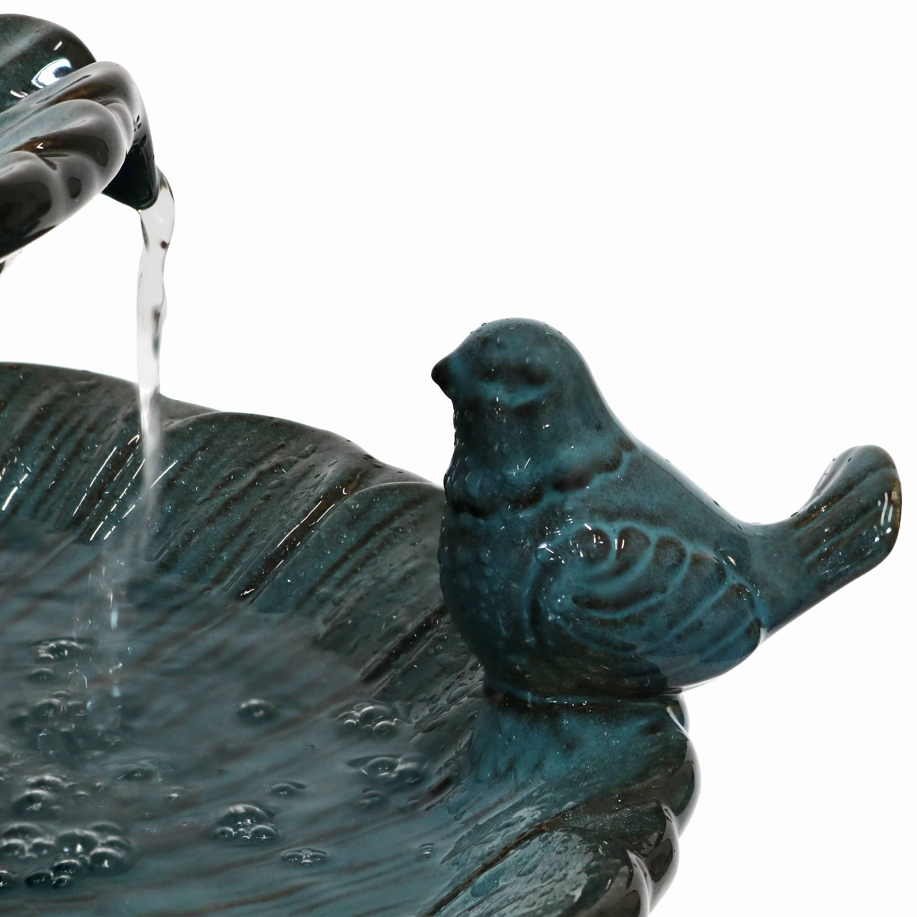 Sunnydaze 2-Tier Ceramic Outdoor Water Fountain 27" - Resting Birds