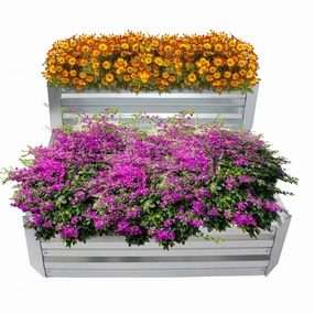 Sunnydaze 2-Tier Galvanized Raised Garden Bed - 17.5" H decorative outdoor planter box designs
