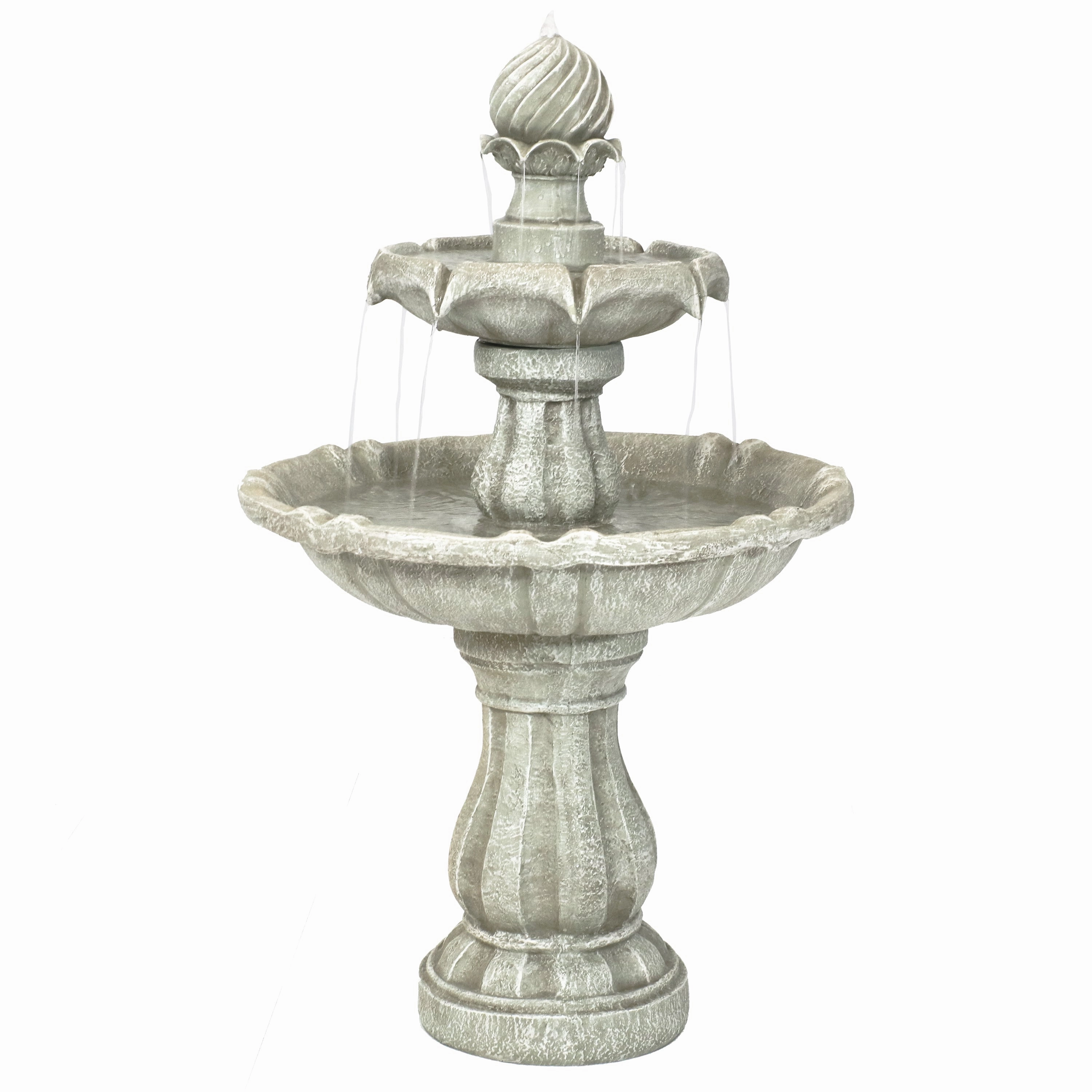 Sunnydaze 2-Tier Solar Outdoor Water Fountain with Battery Backup