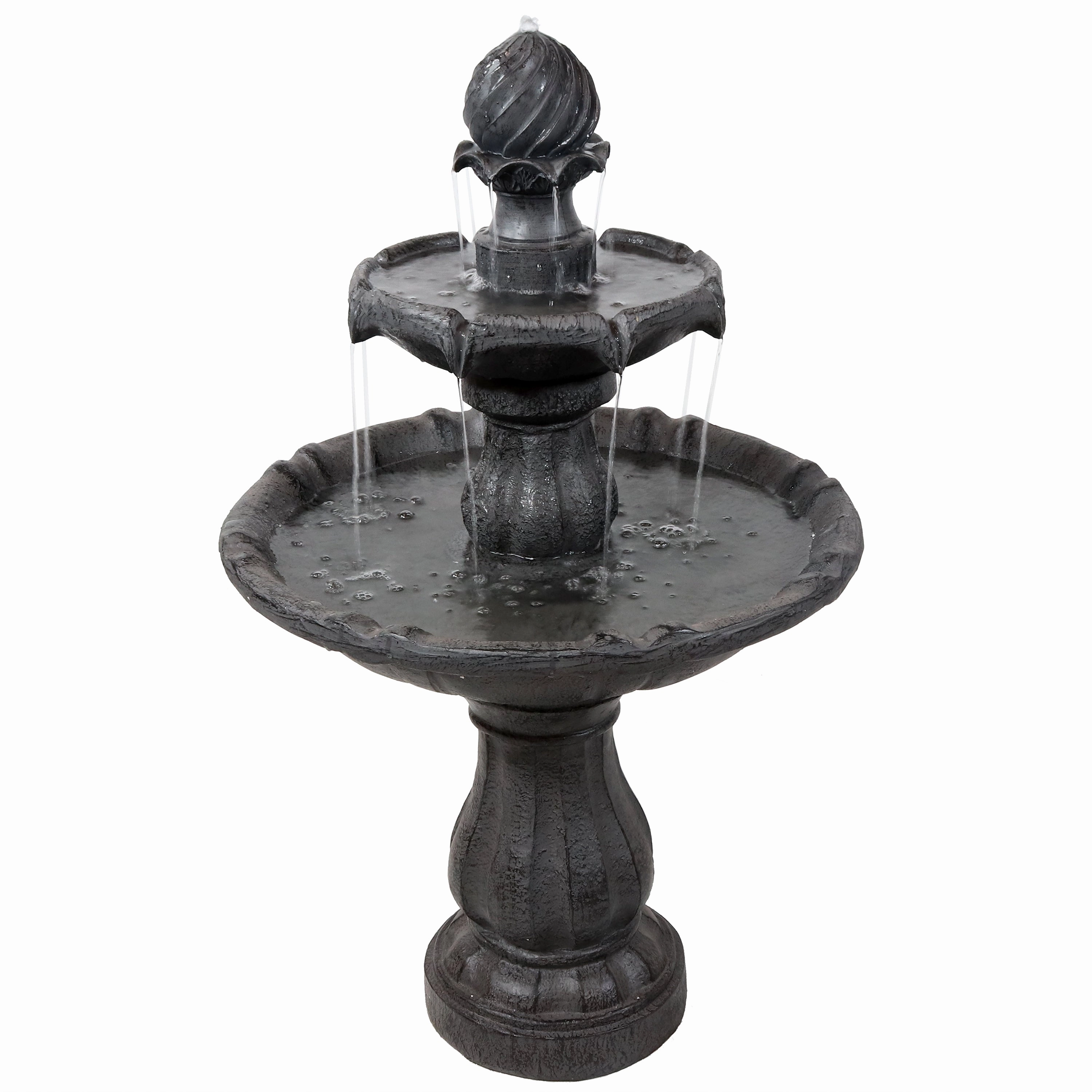 Sunnydaze 2-Tier Solar Outdoor Water Fountain with Battery Backupoutdoor garden water fountain