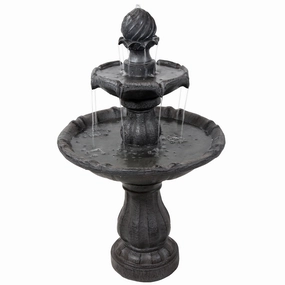 Sunnydaze 2-Tier Solar Outdoor Water Fountain with Battery Backupoutdoor garden water fountain