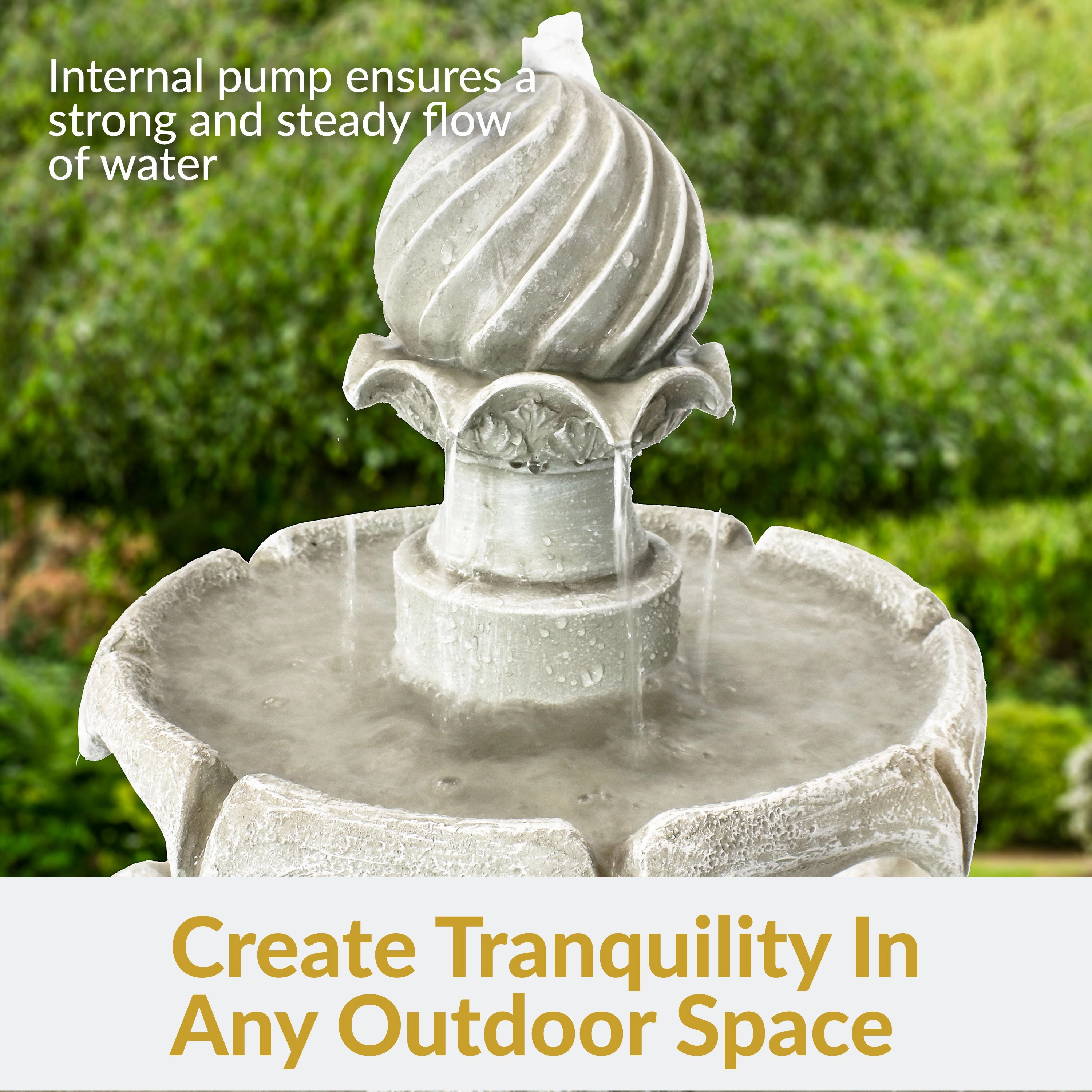 Sunnydaze 2-Tier Solar Outdoor Water Fountain with Battery Backup