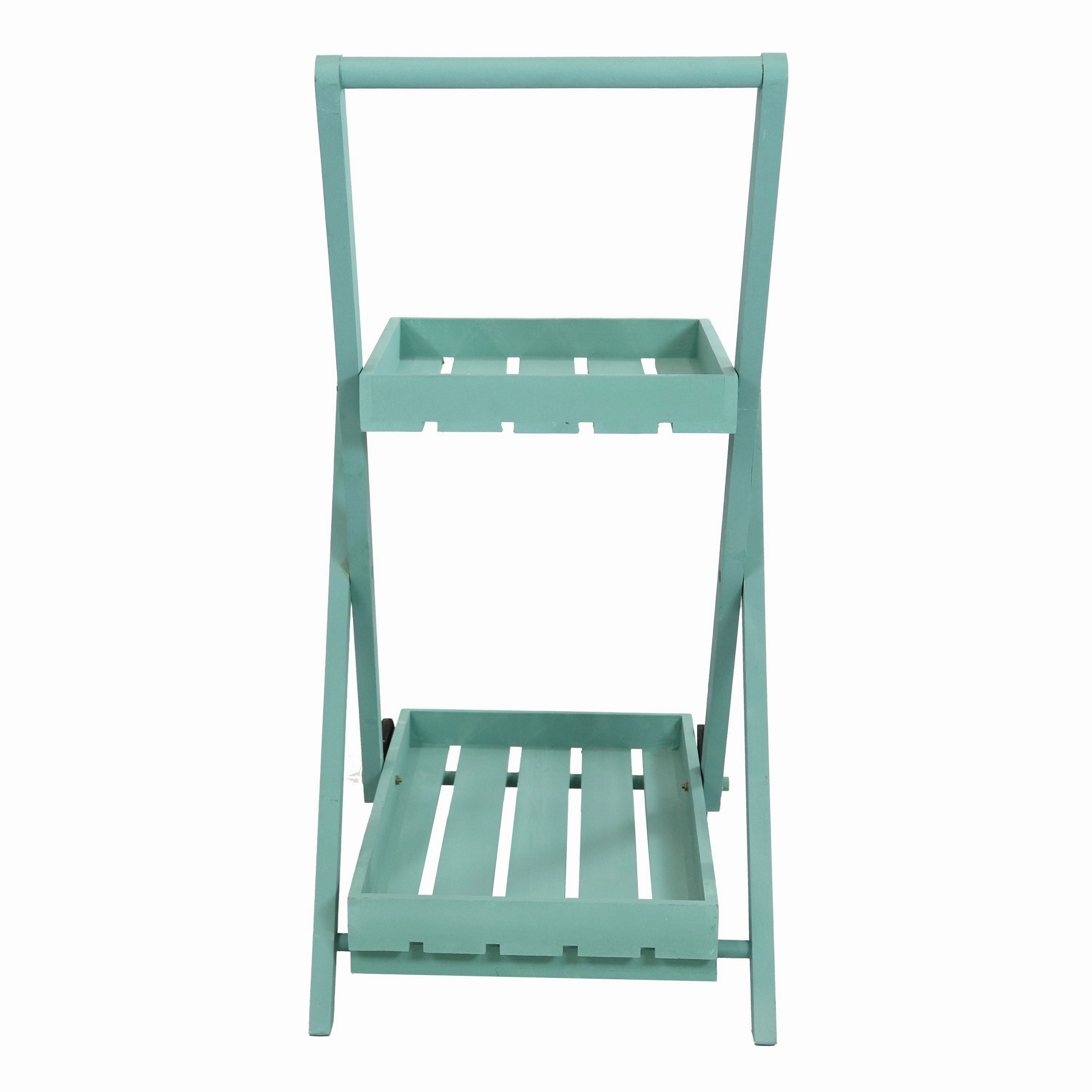 Sunnydaze 2-Tiered Flower Garden Cart - 34 H - Robin Egg Blue