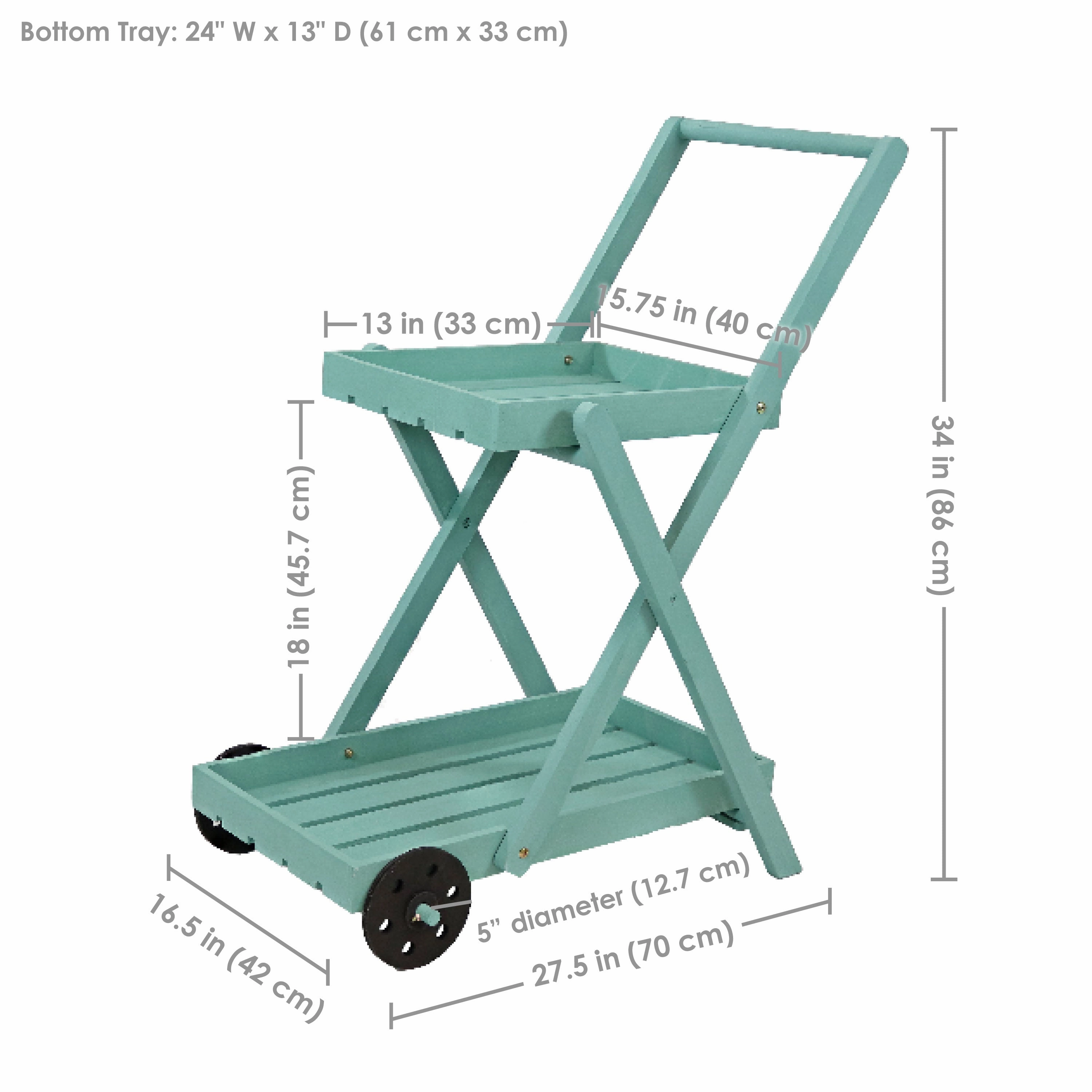 Sunnydaze 2-Tiered Flower Garden Cart - 34 H - Robin Egg Blue