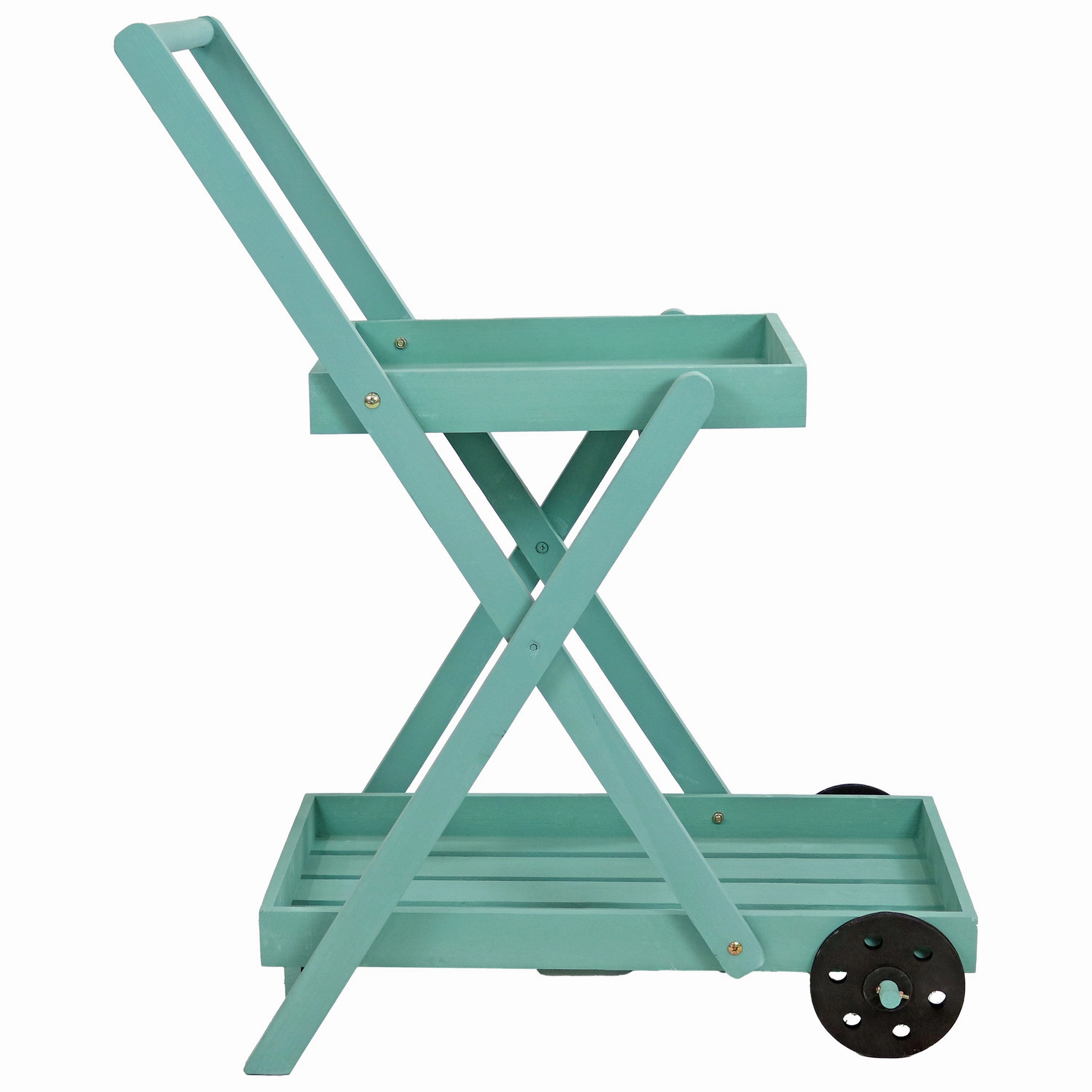 Sunnydaze 2-Tiered Flower Garden Cart - 34 H - Robin Egg Blue