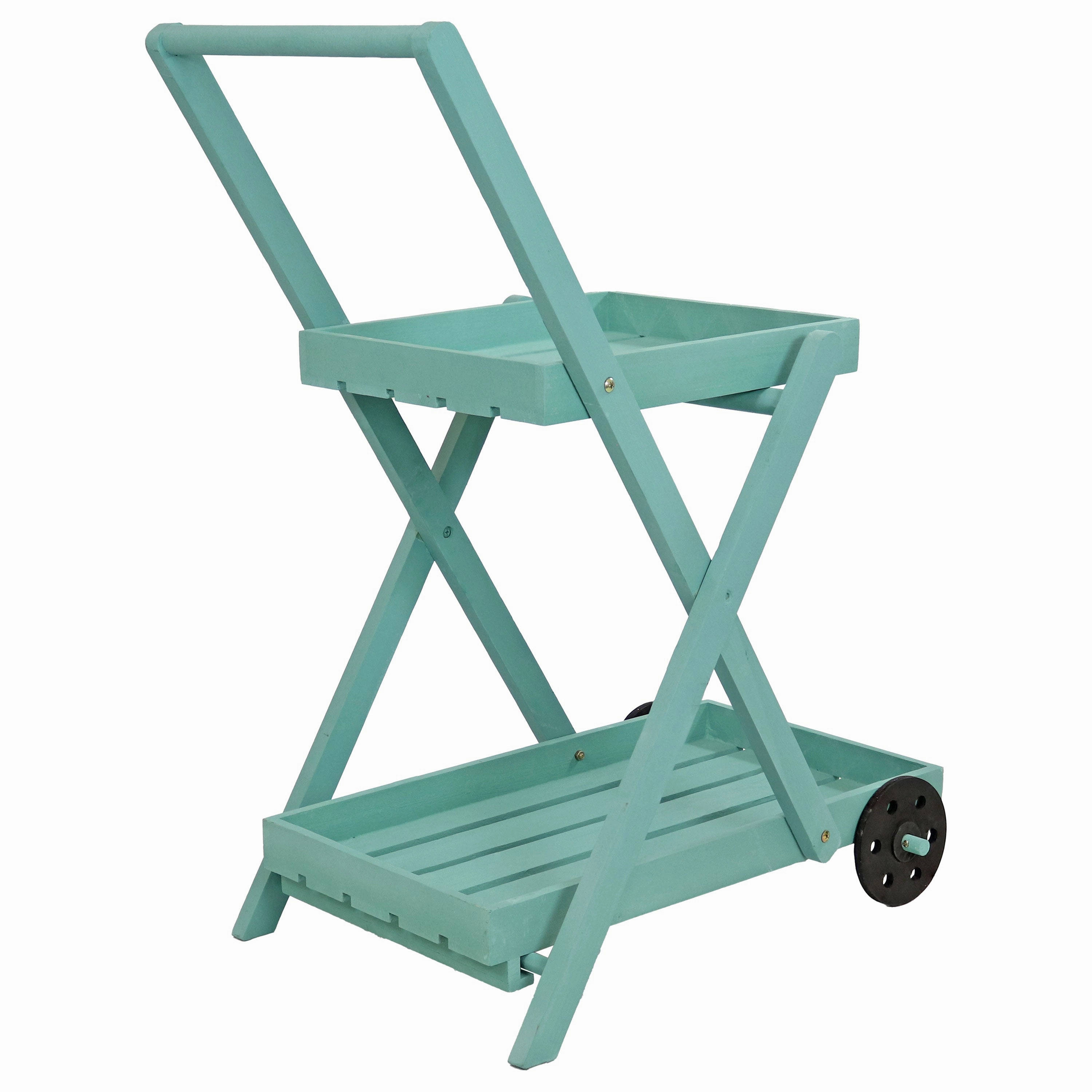 Sunnydaze 2-Tiered Flower Garden Cart - 34 H - Robin Egg Blue
