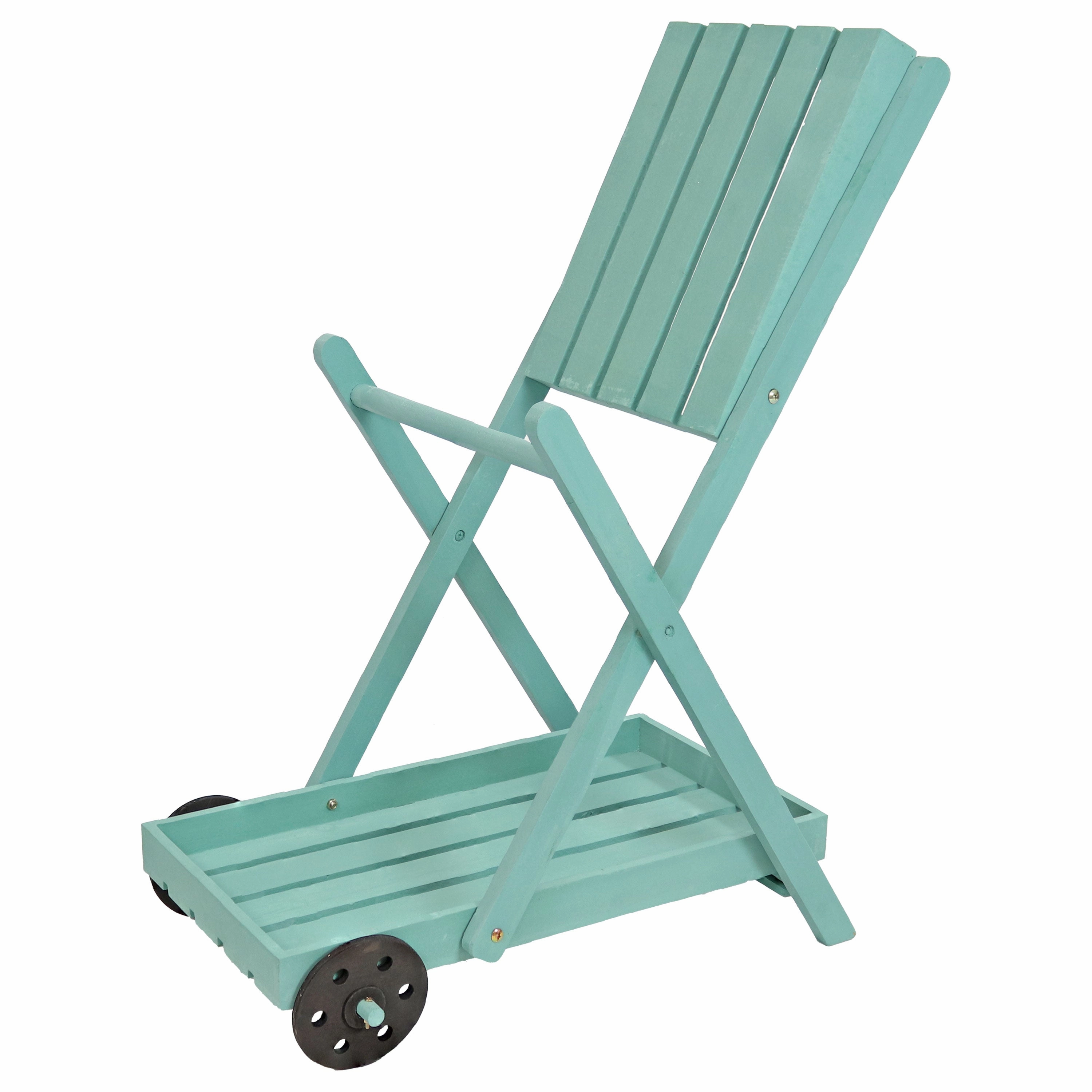 Sunnydaze 2-Tiered Flower Garden Cart - 34 H - Robin Egg Blue