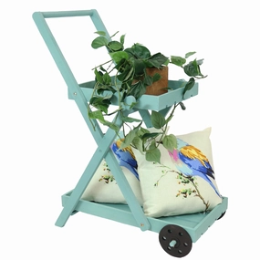 Sunnydaze 2-Tiered Flower Garden Cart - 34 H - Robin Egg Blue decorative outdoor planter box designs