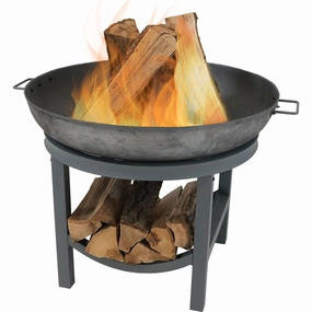 Sunnydaze 30" Cast Iron Fire Pit with Built-In Log Rackportable outdoor fire pit with lid