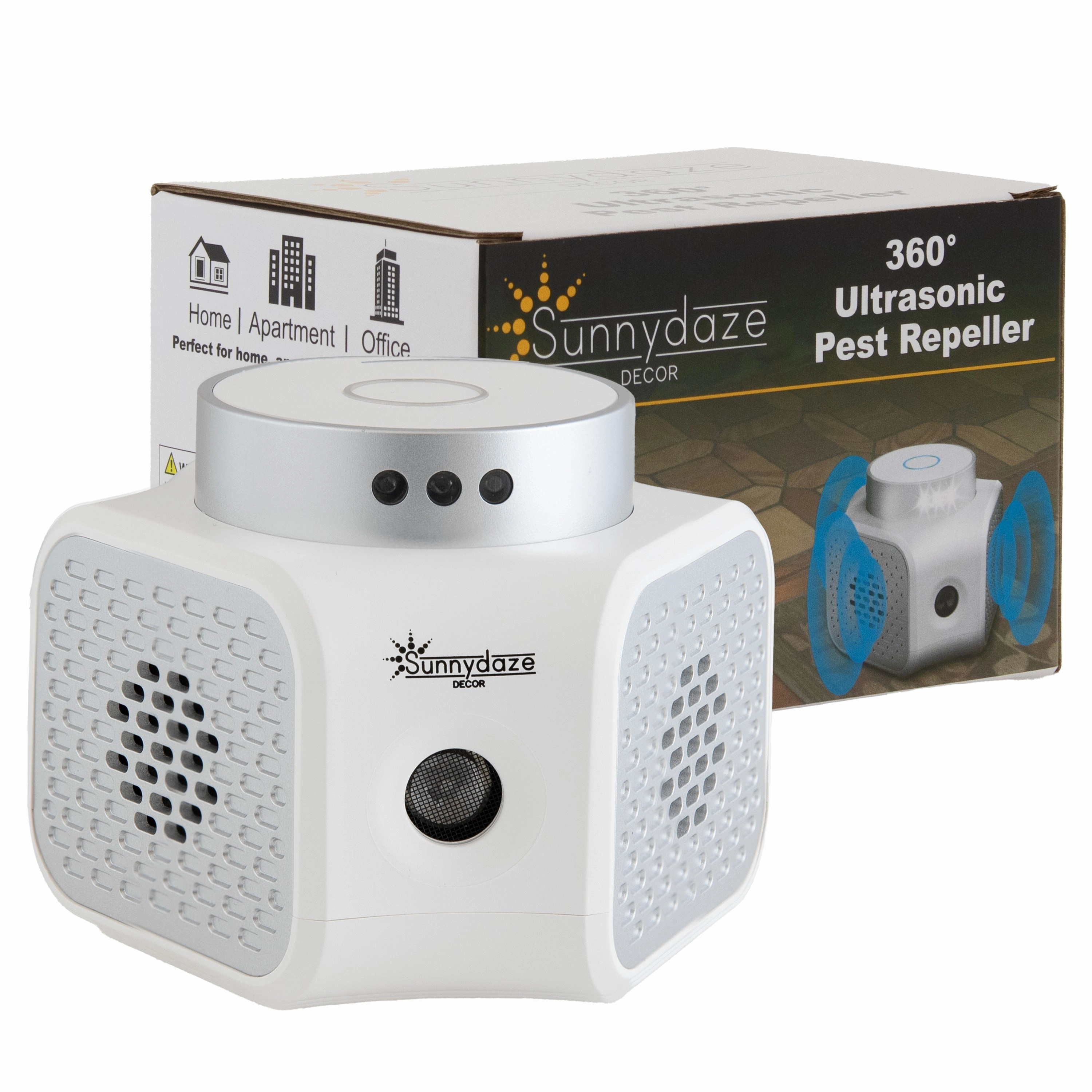 Sunnydaze 360 Indoor Mouse Repellent Ultrasonic Plug In with Flashing Lights