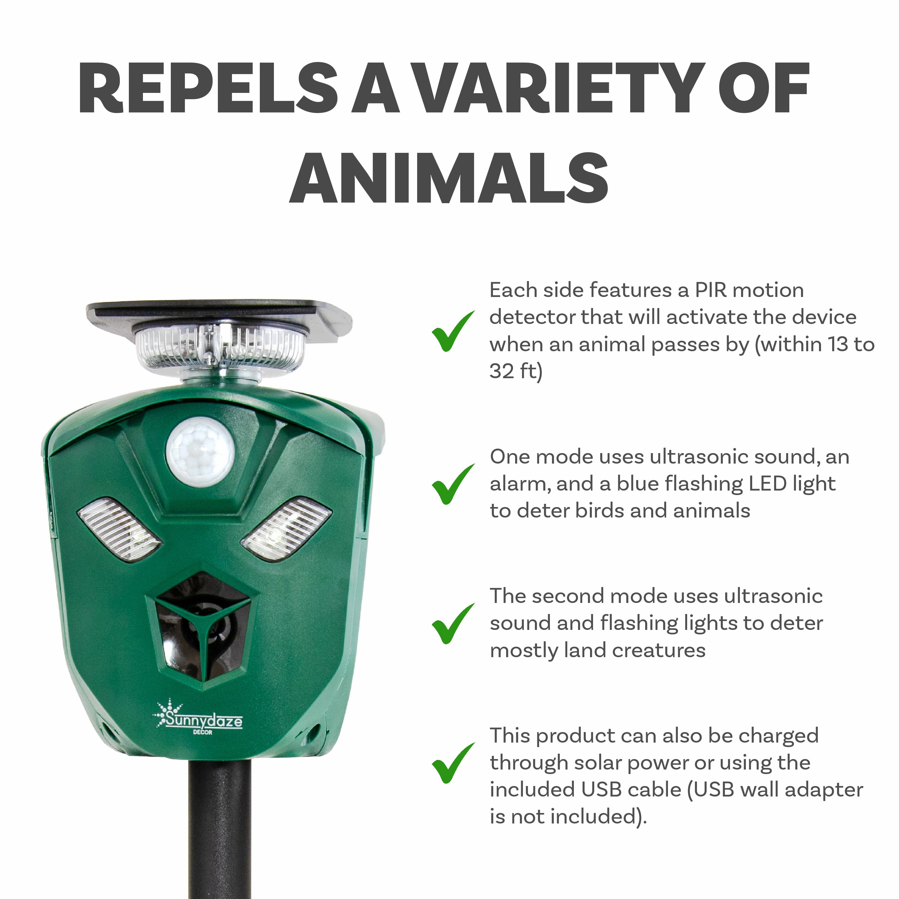 Sunnydaze 360 Solar-Powered Animal Repellent