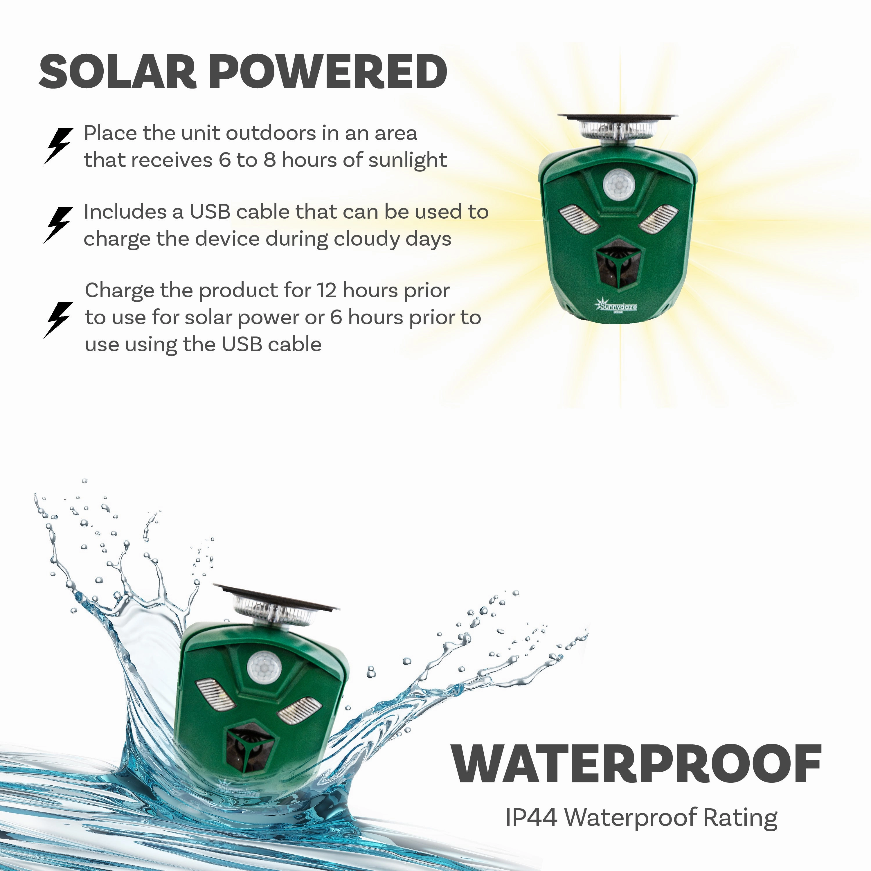 Sunnydaze 360 Solar-Powered Animal Repellent