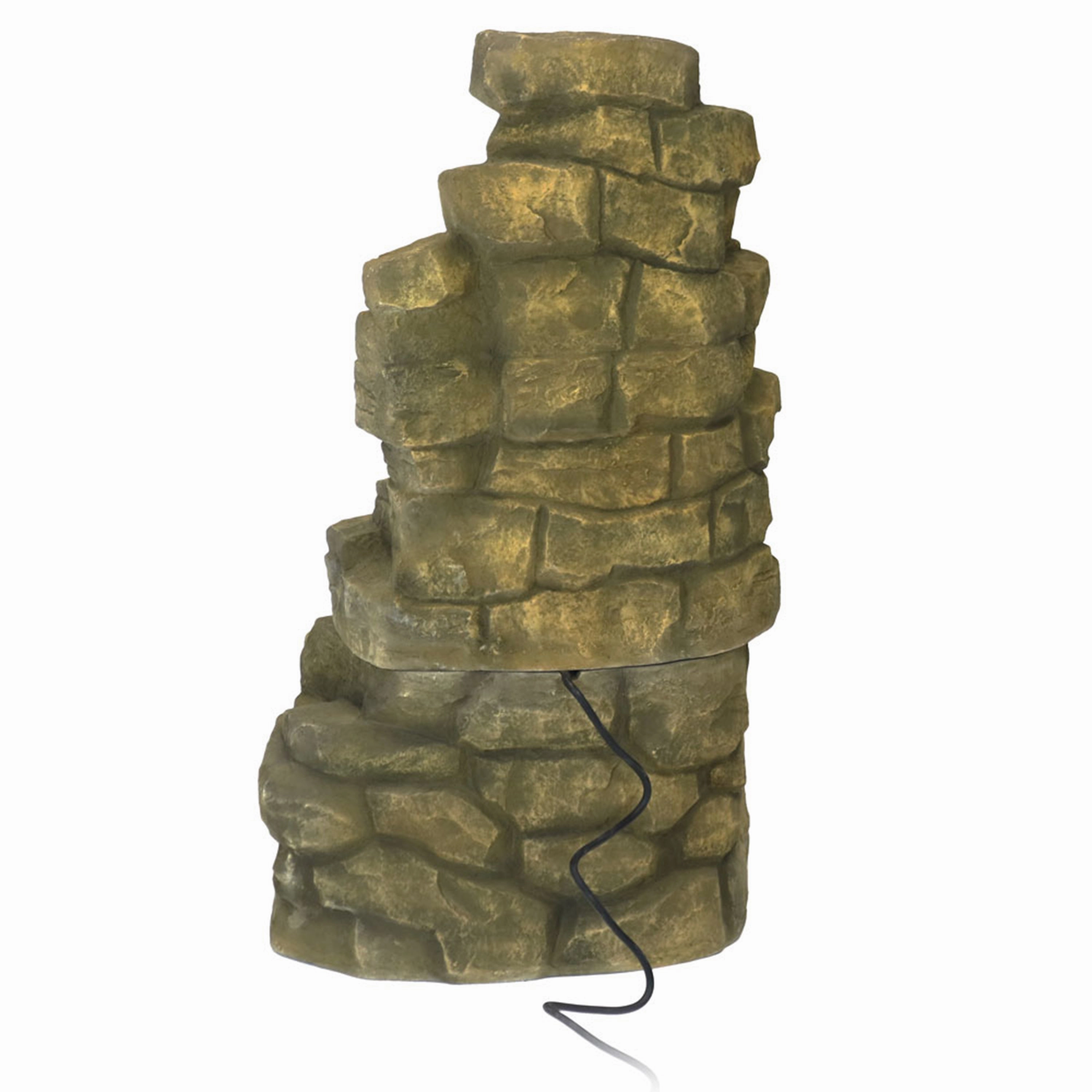 Sunnydaze 37-Inch Stone Falls Electric Water Fountain for Patio, Yard or Deck