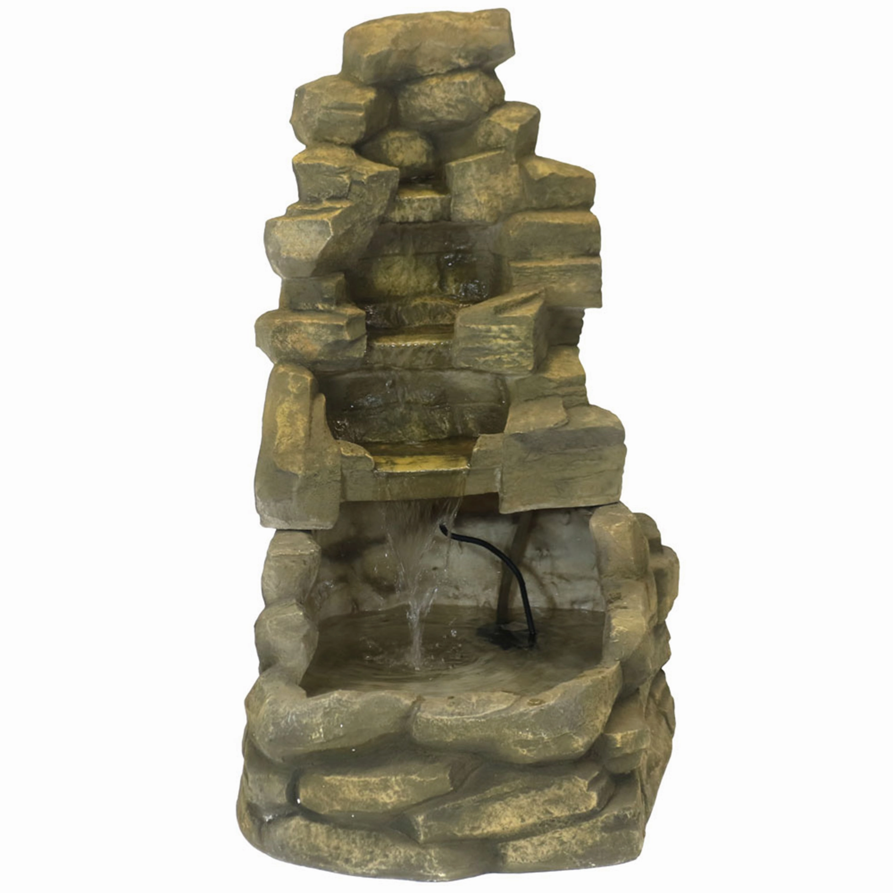 Sunnydaze 37-Inch Stone Falls Electric Water Fountain for Patio, Yard or Deck