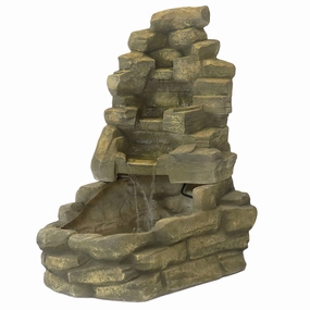 Sunnydaze 37-Inch Stone Falls Electric Water Fountain for Patio, Yard or Deckoutdoor garden water fountain