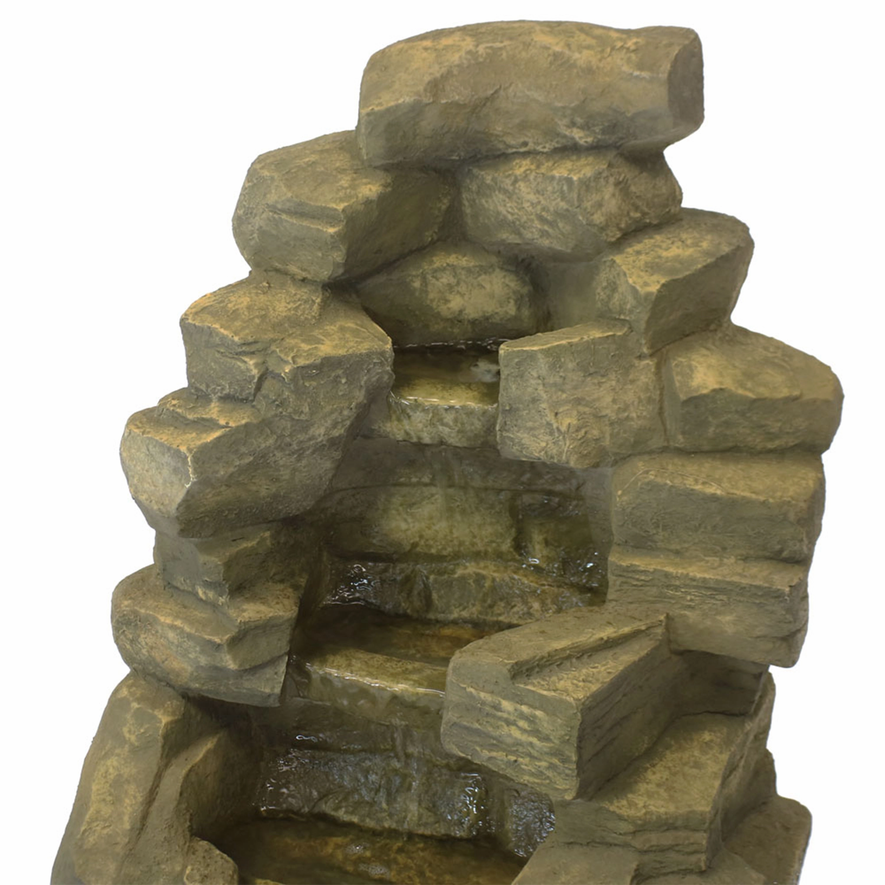 Sunnydaze 37-Inch Stone Falls Electric Water Fountain for Patio, Yard or Deck