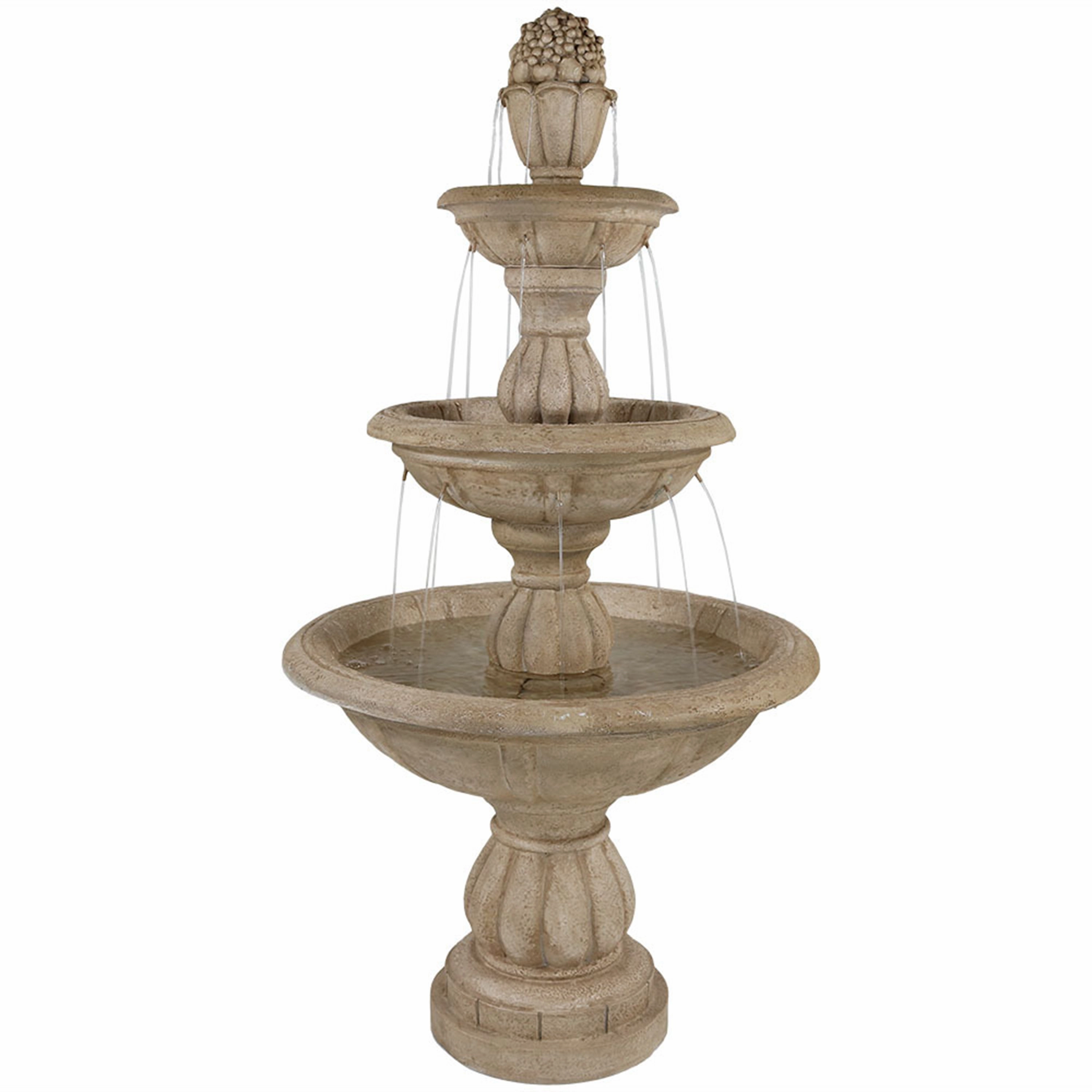 Sunnydaze 3-Tier Cornucopia Outdoor Water Fountain - 61" Houtdoor garden water fountain