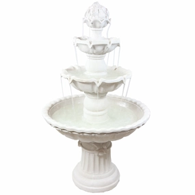 Sunnydaze 3-Tier Outdoor Water Fountain with Fruit Top - White - 52" Houtdoor garden water fountain