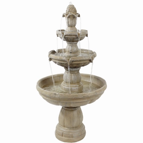 Sunnydaze 3-Tier Outdoor Water Fountain with Pump - 48" Houtdoor garden water fountain