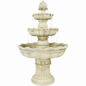 Sunnydaze 3-Tier Pineapple Garden Fountain - White - 51" Houtdoor garden water fountain