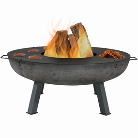 Sunnydaze 40" Cast Iron Fire Pit with Cooking Ledgeportable outdoor fire pit with lid