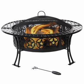 Sunnydaze 40" Four Star Large Fire Pit Table with Spark Screenportable outdoor fire pit with lid