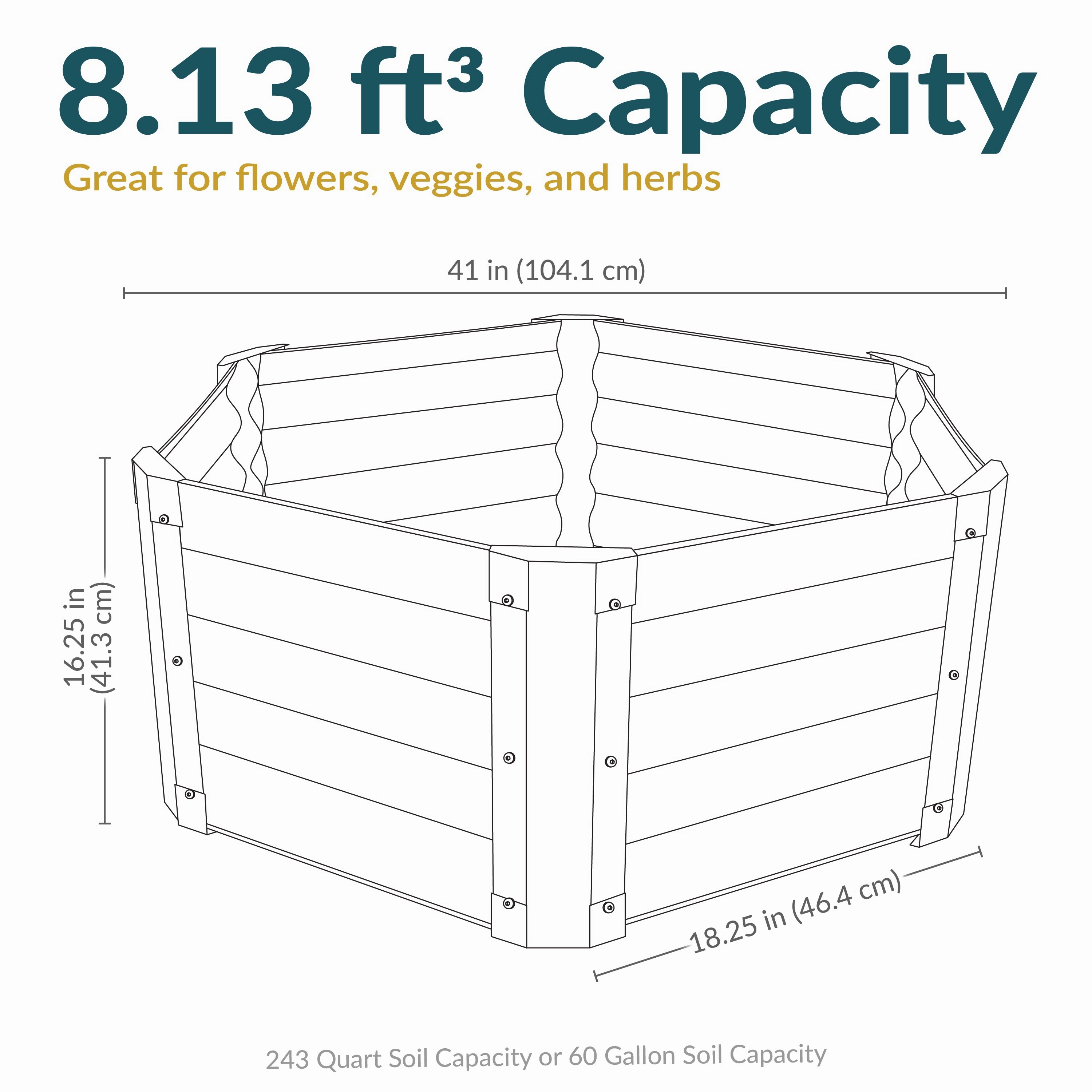 Sunnydaze 41" Steel Hexagon Raised Garden Bed