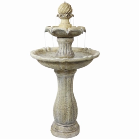 Sunnydaze 45" 2-Tier Arcade Solar Outdoor Water Fountain with LEDoutdoor garden water fountain
