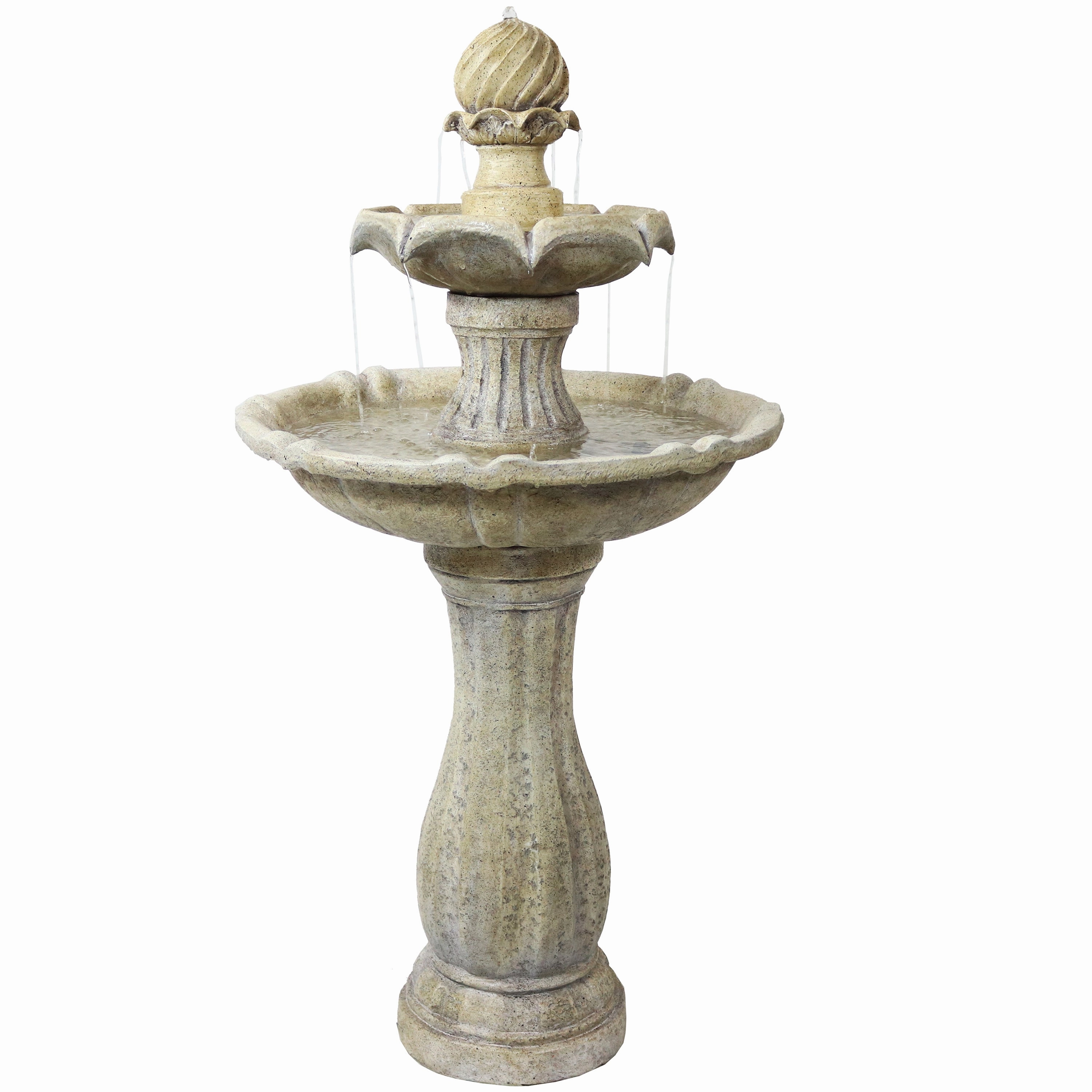 Sunnydaze 45" 2-Tier Arcade Solar Outdoor Water Fountain with LEDoutdoor garden water fountain