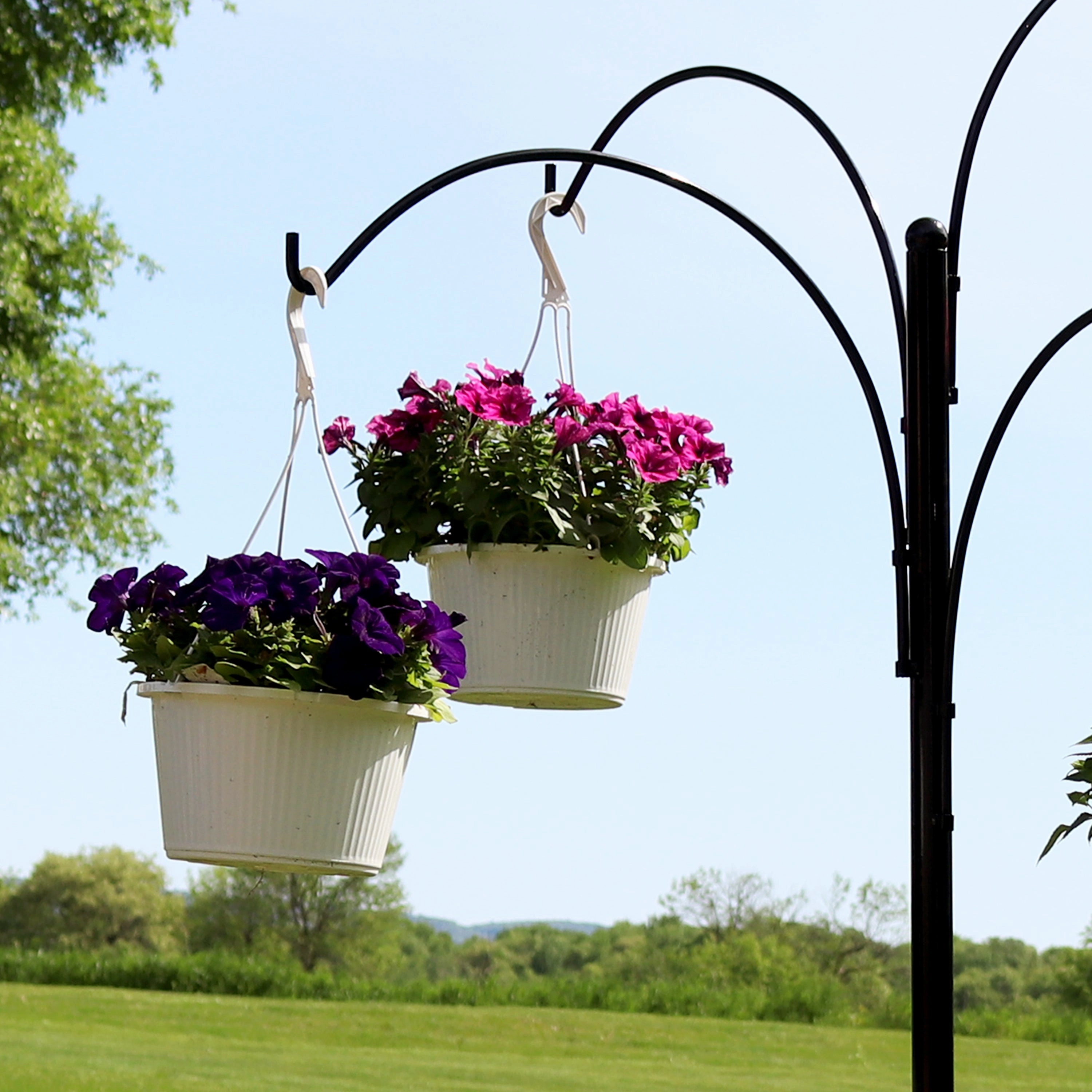 Sunnydaze 4-Arm Hanging Basket Stand with Adjustable Arms - 84" H
