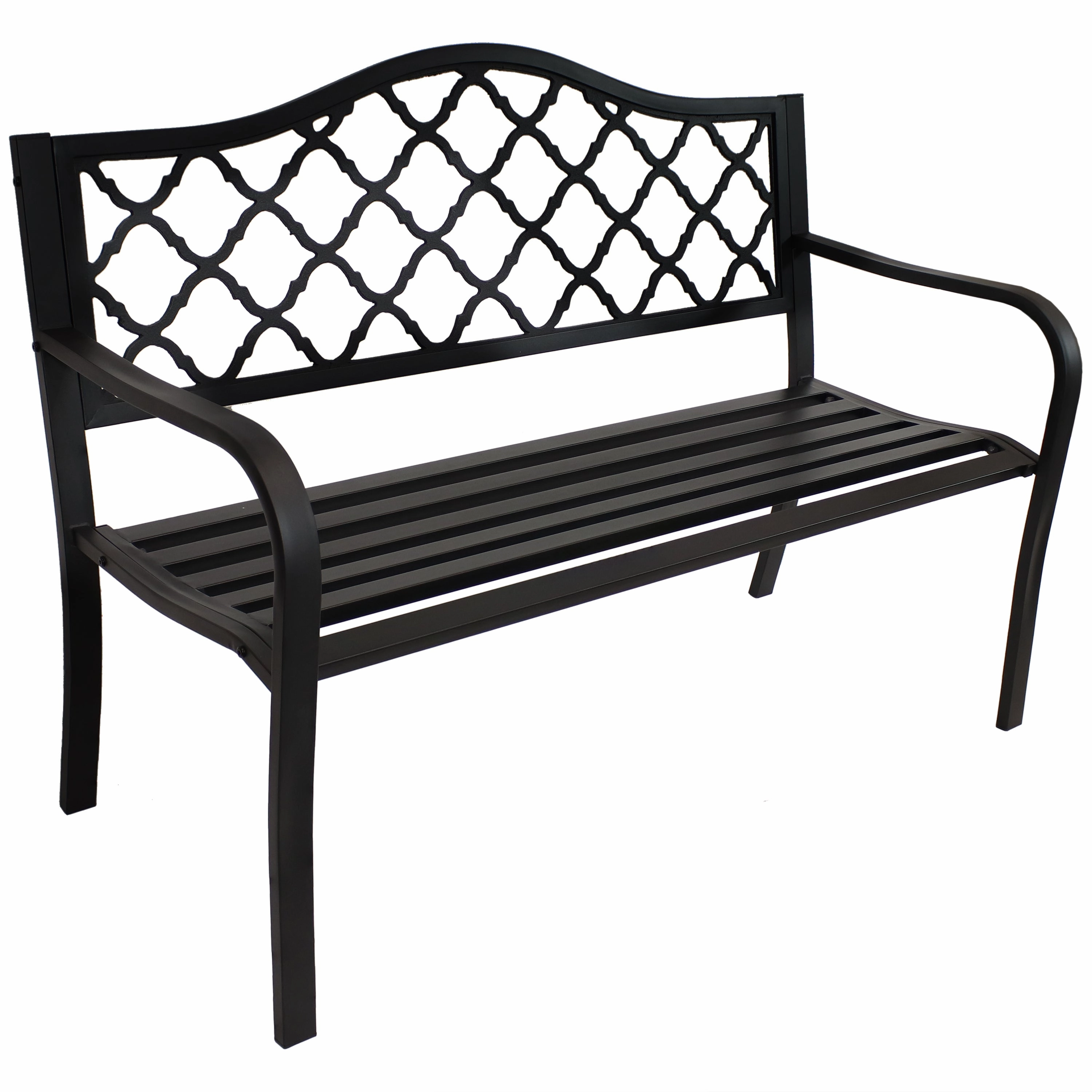 Sunnydaze 50" Outdoor Black Cast Iron Lattice Patio Benchoutdoor patio furniture set