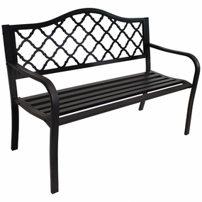 Sunnydaze 50" Outdoor Black Cast Iron Lattice Patio Benchoutdoor patio furniture set