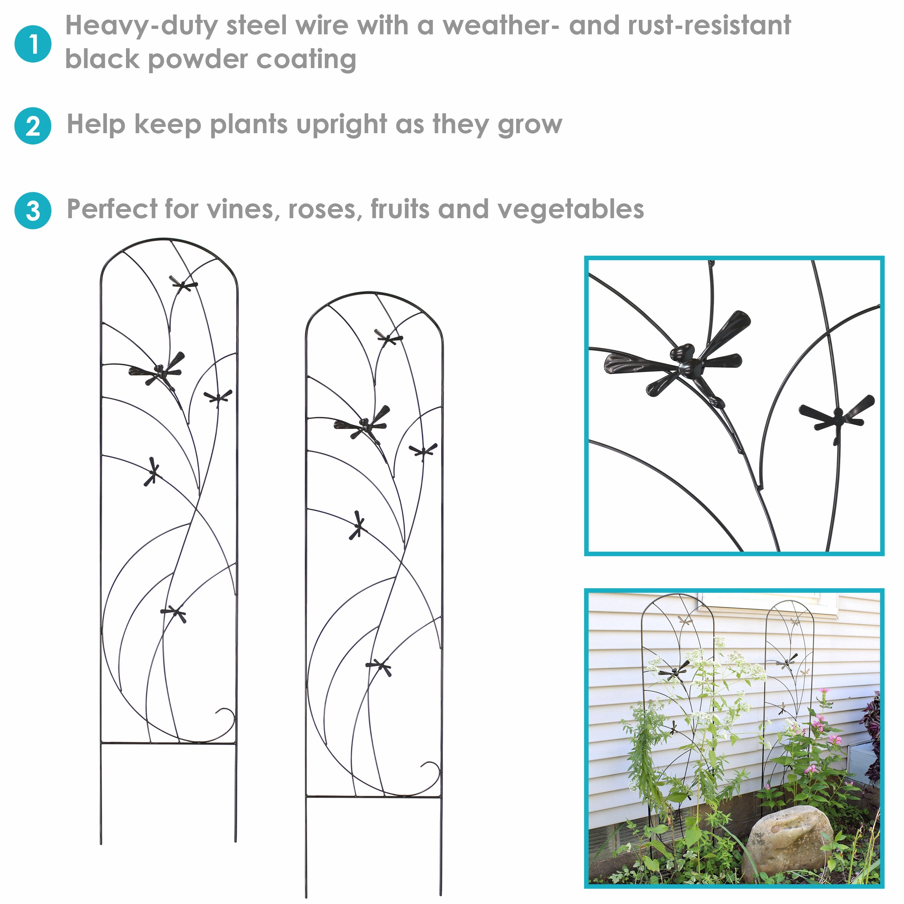 Sunnydaze 55.75" Dragonfly Delight Garden Trellis for Climbing Plants