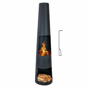 Sunnydaze 59" H Steel Fire Pit Chiminea with Built-In Log Holderportable outdoor fire pit with lid