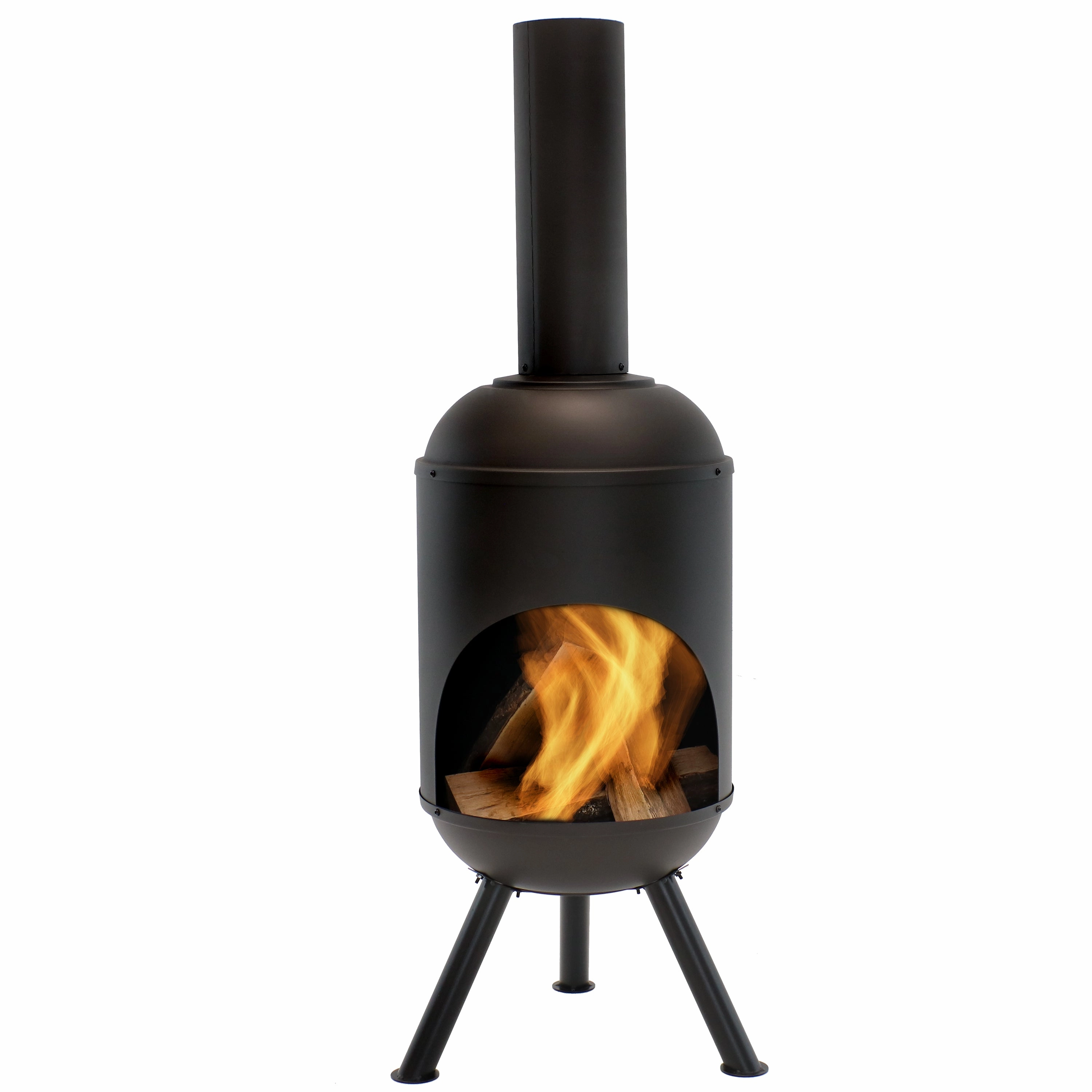Sunnydaze 5' Outdoor Fire Pit Chiminea - Blackportable outdoor fire pit with lid