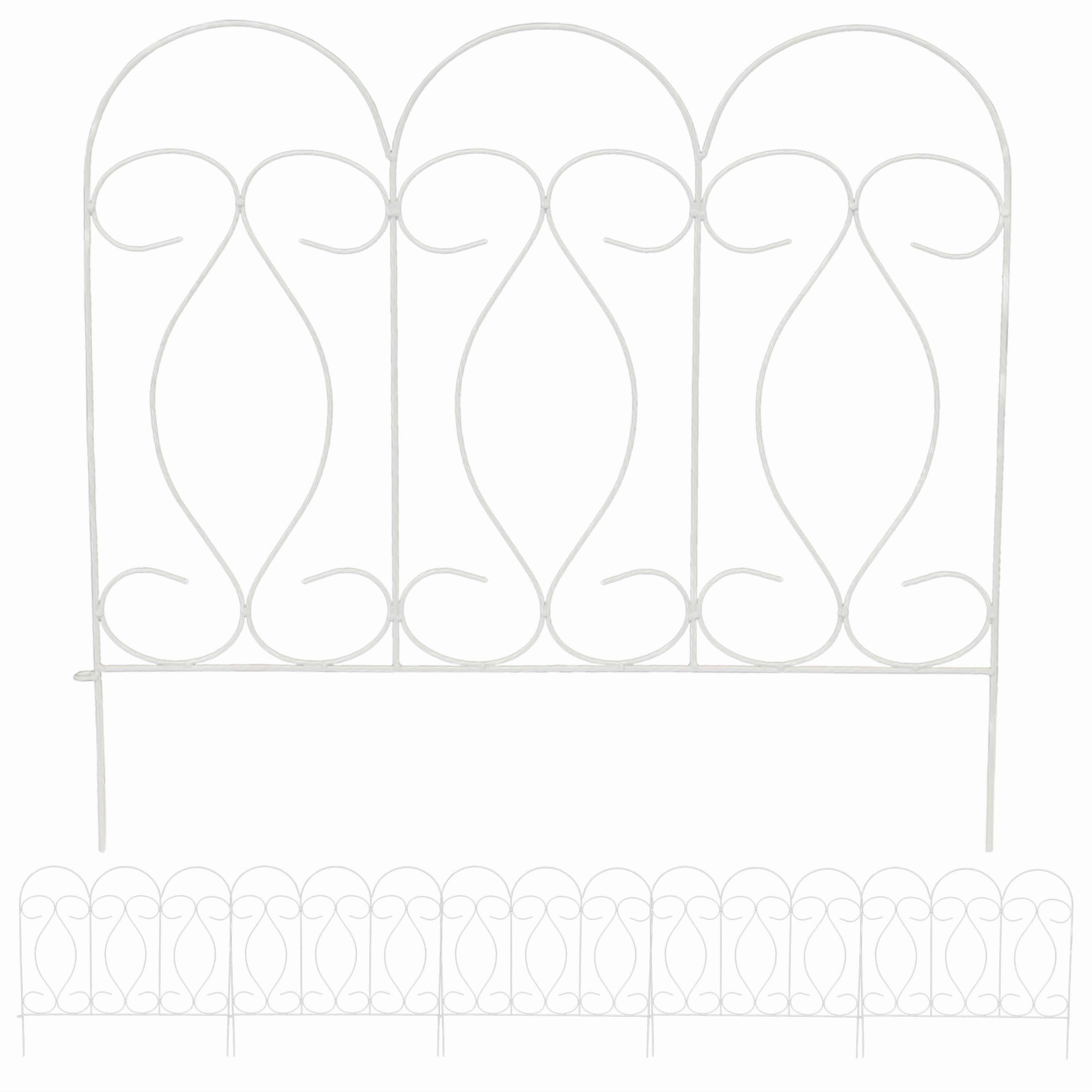 Sunnydaze 5-Piece Traditional Garden Border Fence Set - 10' Overall