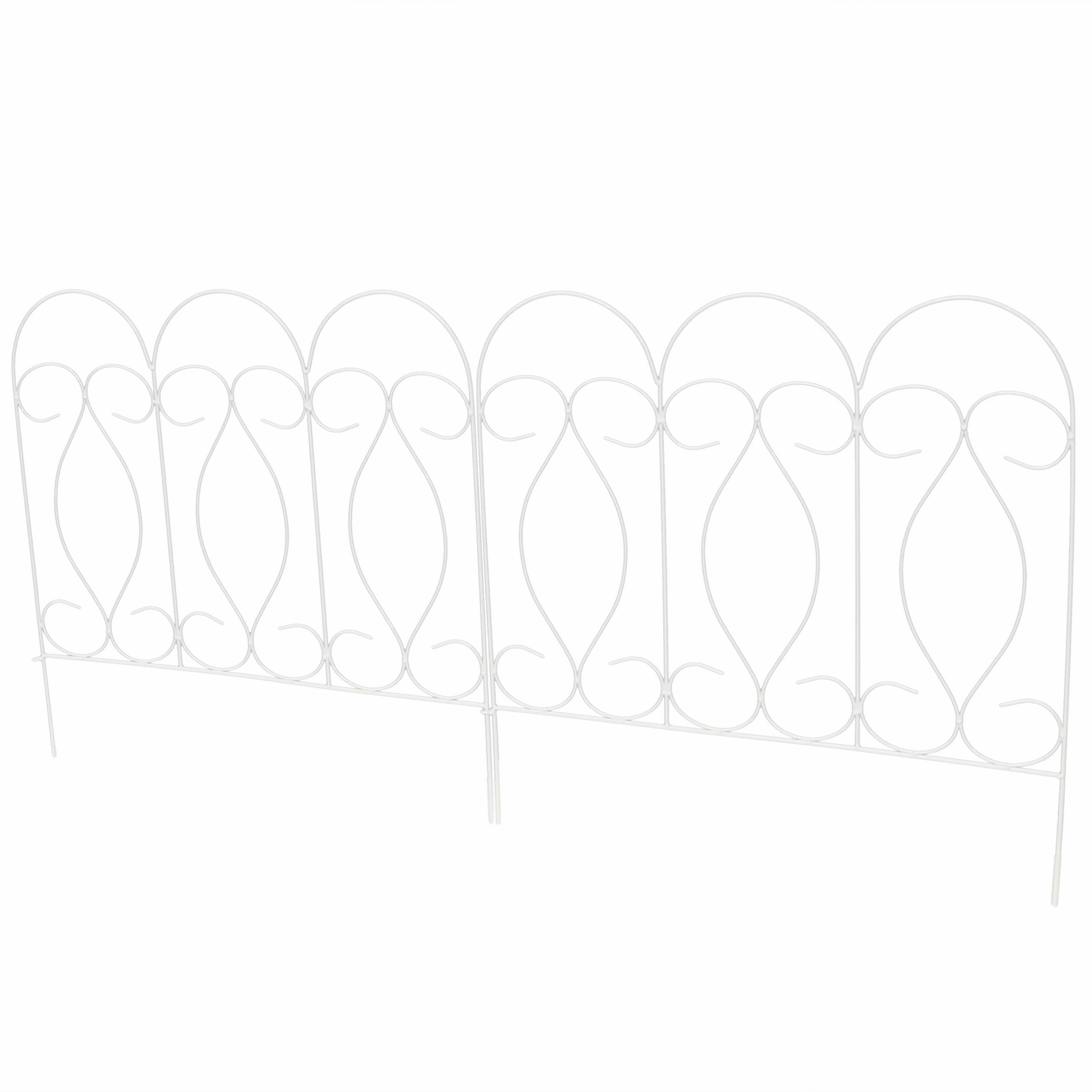 Sunnydaze 5-Piece Traditional Garden Border Fence Set - 10' Overall