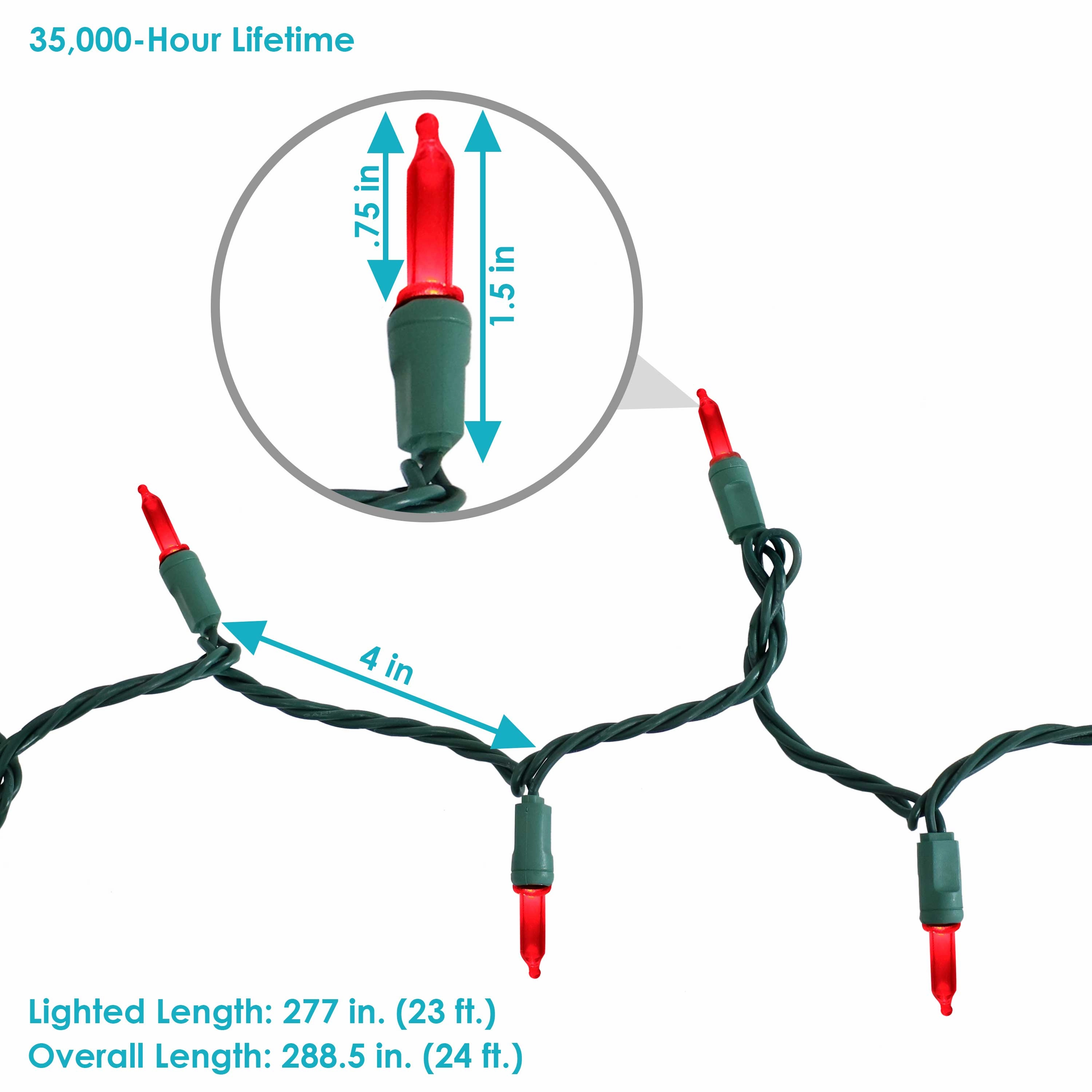 Sunnydaze 70-Count M6 Smooth LED Christmas Tree String Lights