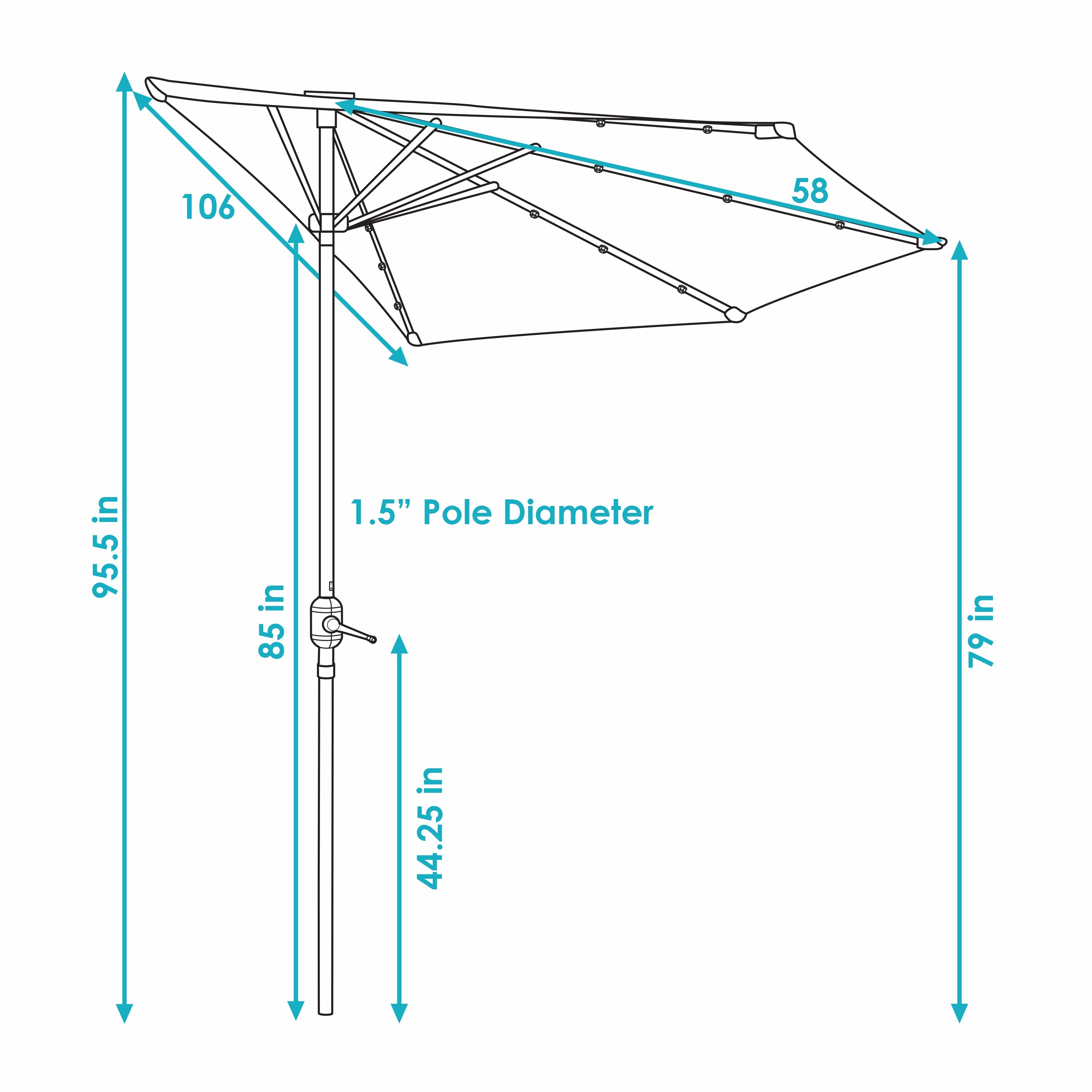Sunnydaze 9' Solar Outdoor Half Patio Umbrella with LED Lights