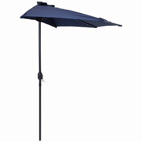 Sunnydaze 9' Solar Outdoor Half Patio Umbrella with LED Lightsoutdoor patio furniture set