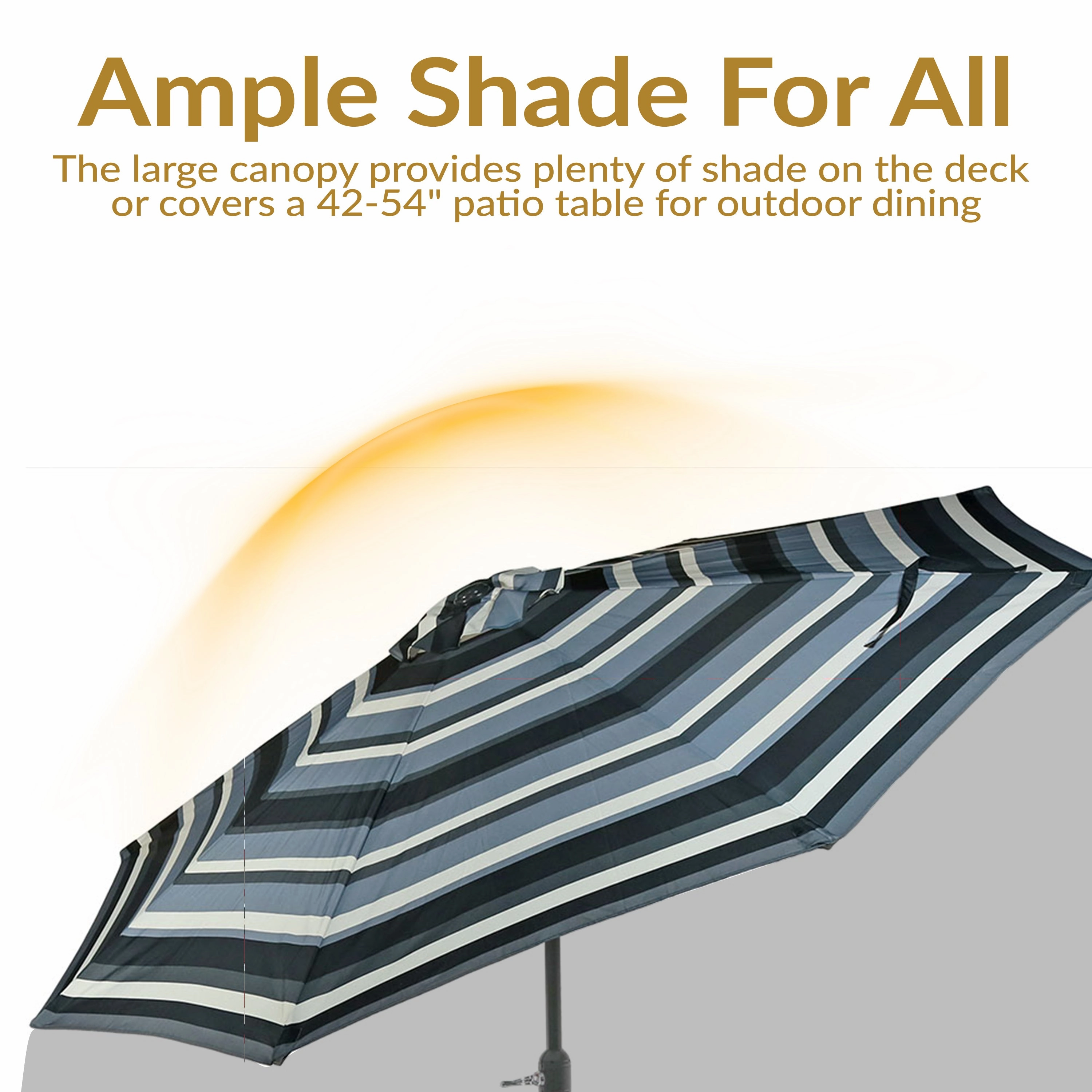 Sunnydaze 9' Striped Patio Umbrella with Push Button Tilt and Crank