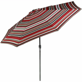 Sunnydaze 9' Striped Patio Umbrella with Push Button Tilt and Crankadjustable height outdoor parasol