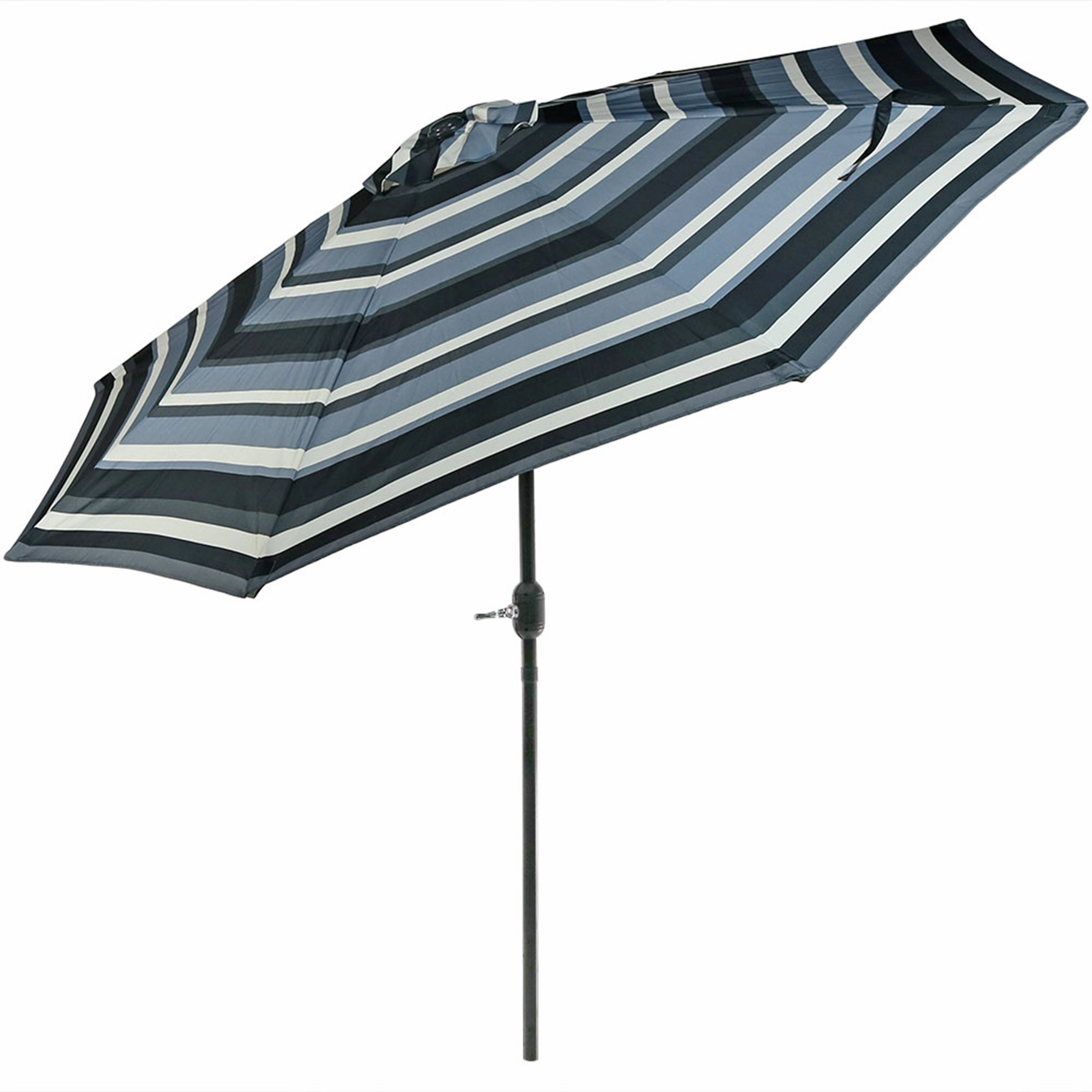 Sunnydaze 9' Striped Patio Umbrella with Push Button Tilt and Crank