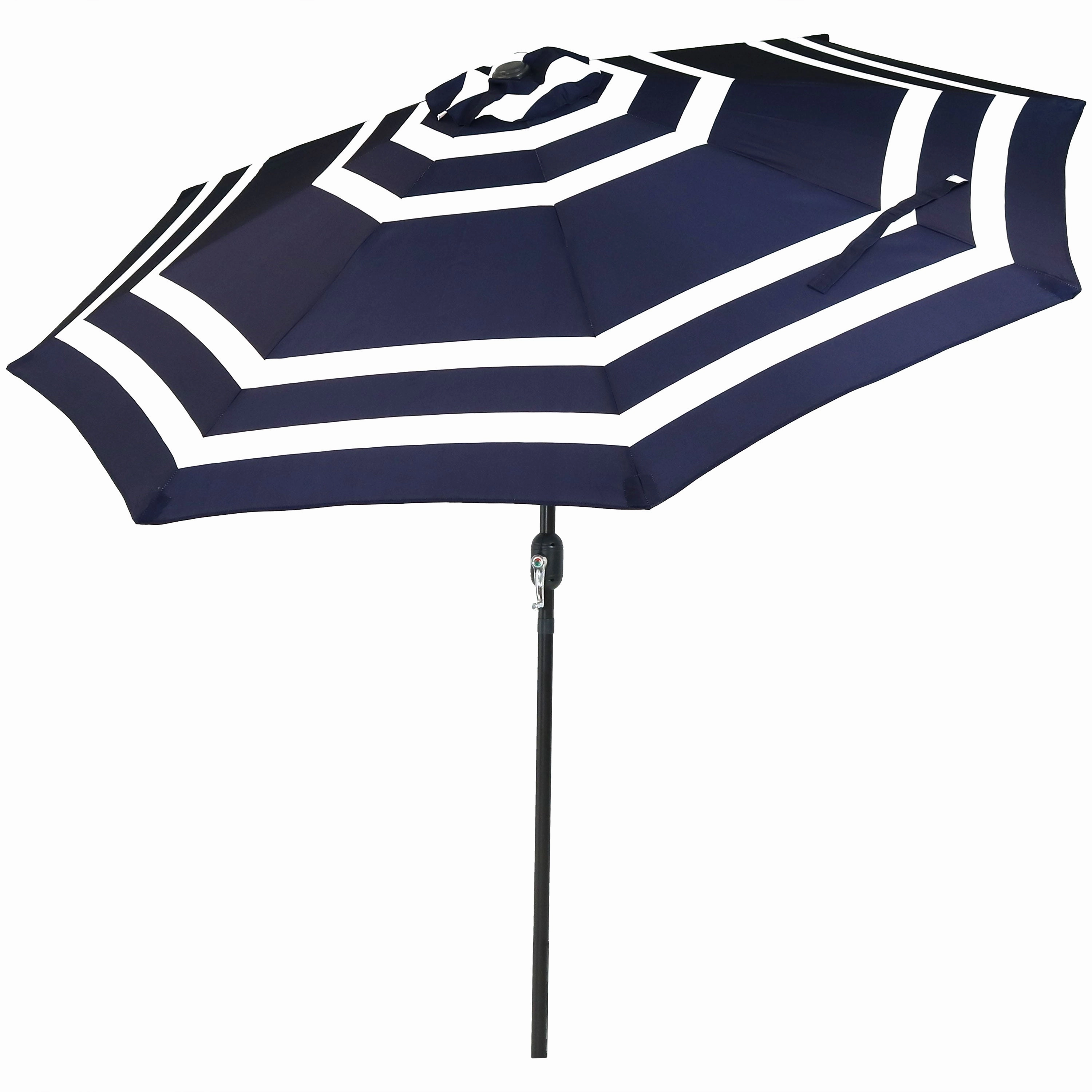 Sunnydaze 9' Striped Patio Umbrella with Push Button Tilt and Crank