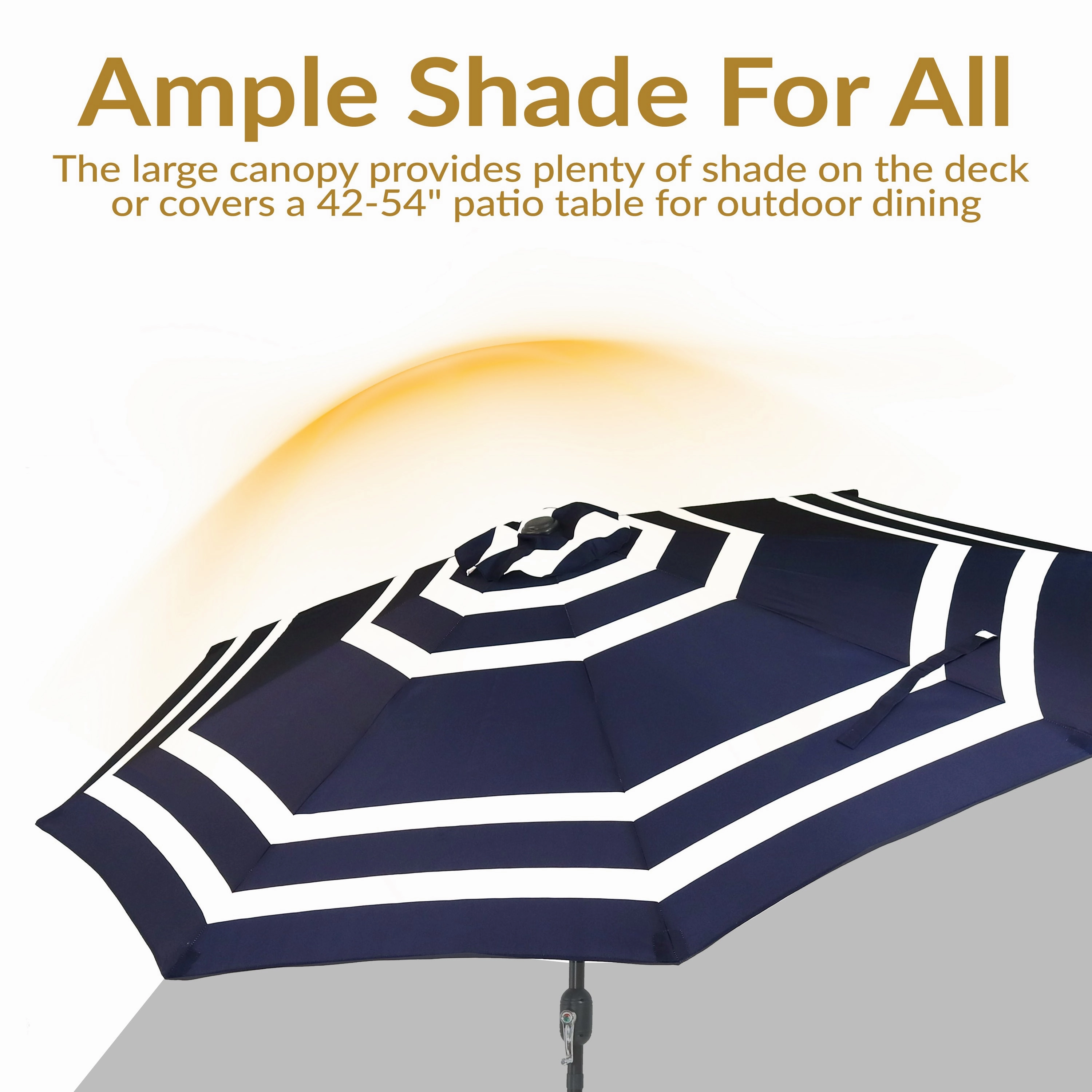 Sunnydaze 9' Striped Patio Umbrella with Push Button Tilt and Crank