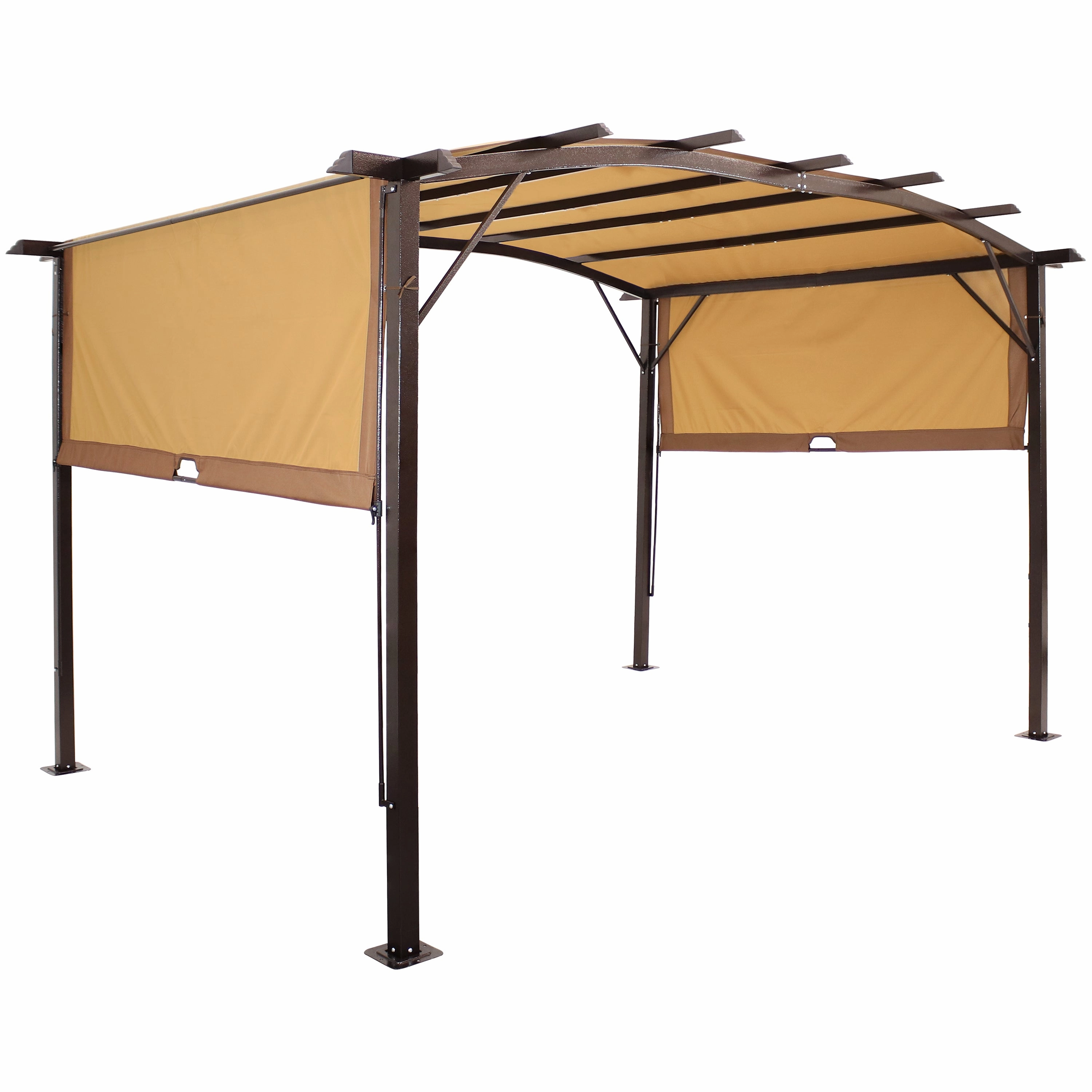 Sunnydaze 9' x12' Metal Arched Pergola with Retractable Canopy