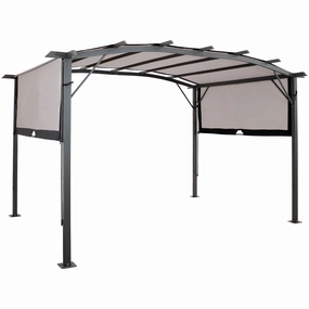 Sunnydaze 9' x12' Metal Arched Pergola with Retractable Canopyoutdoor patio furniture set
