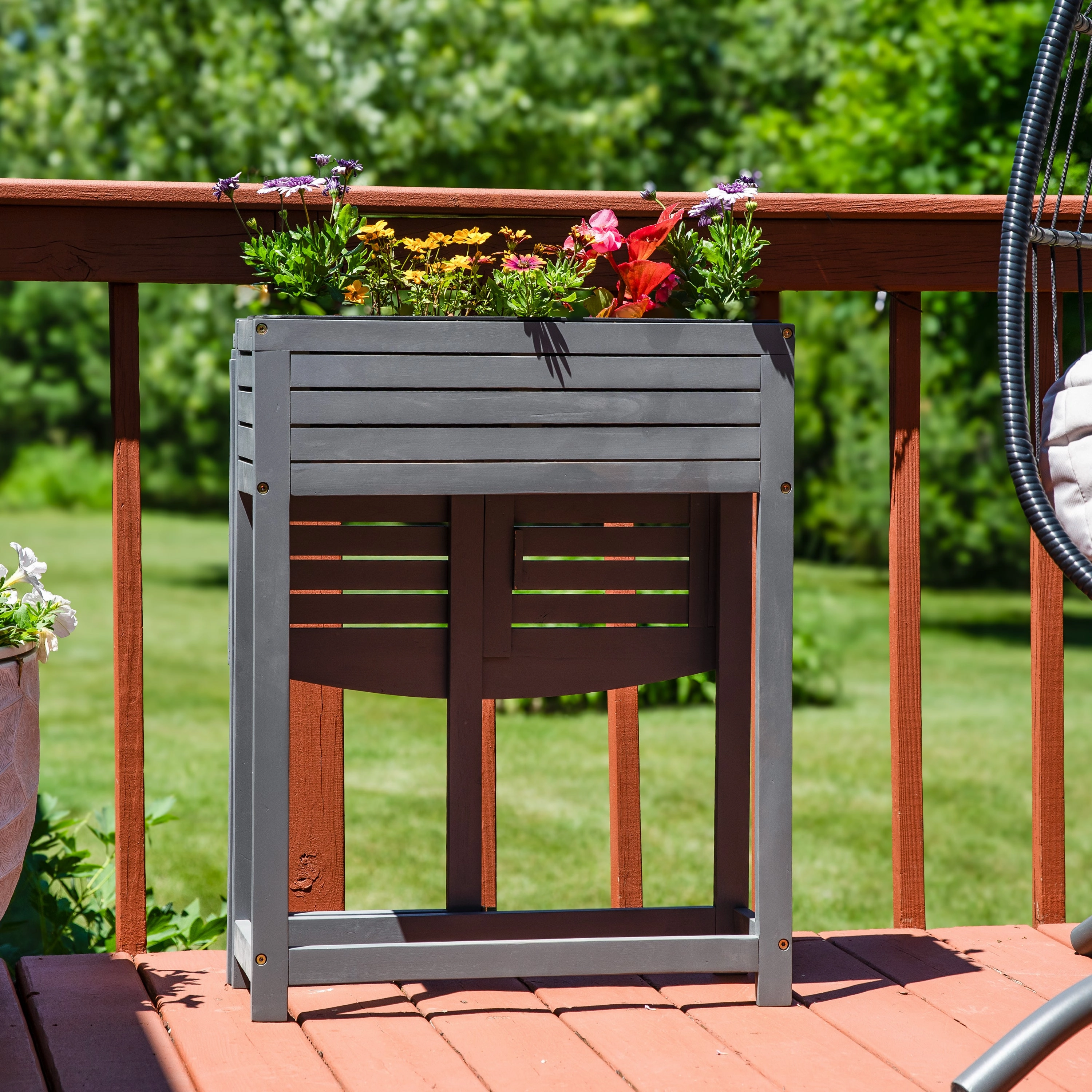 Sunnydaze Acacia Wood Raised Garden Bed with Shelf - 30.5" H